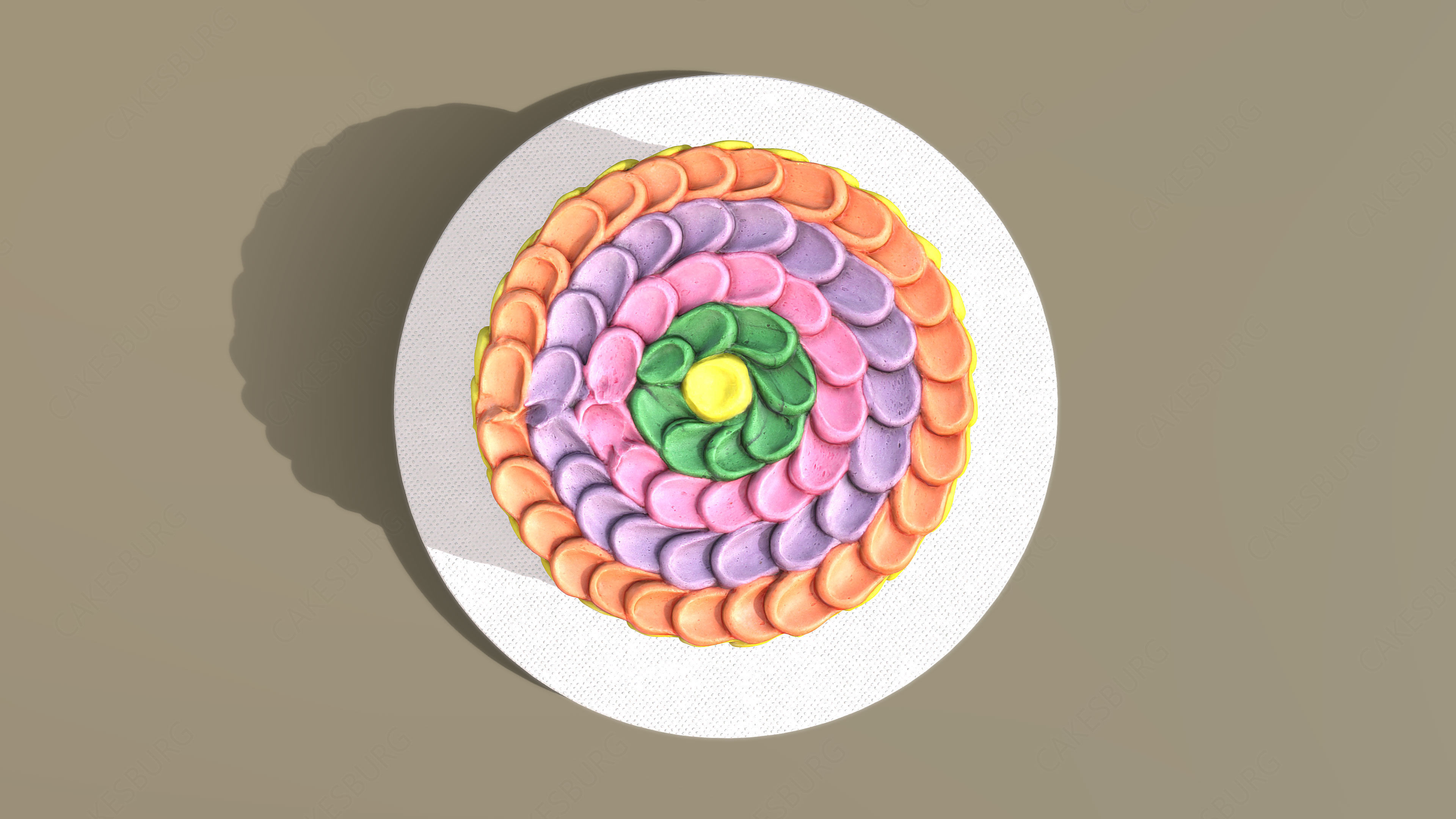 Rainbow Buttercream Cake 3D model_3