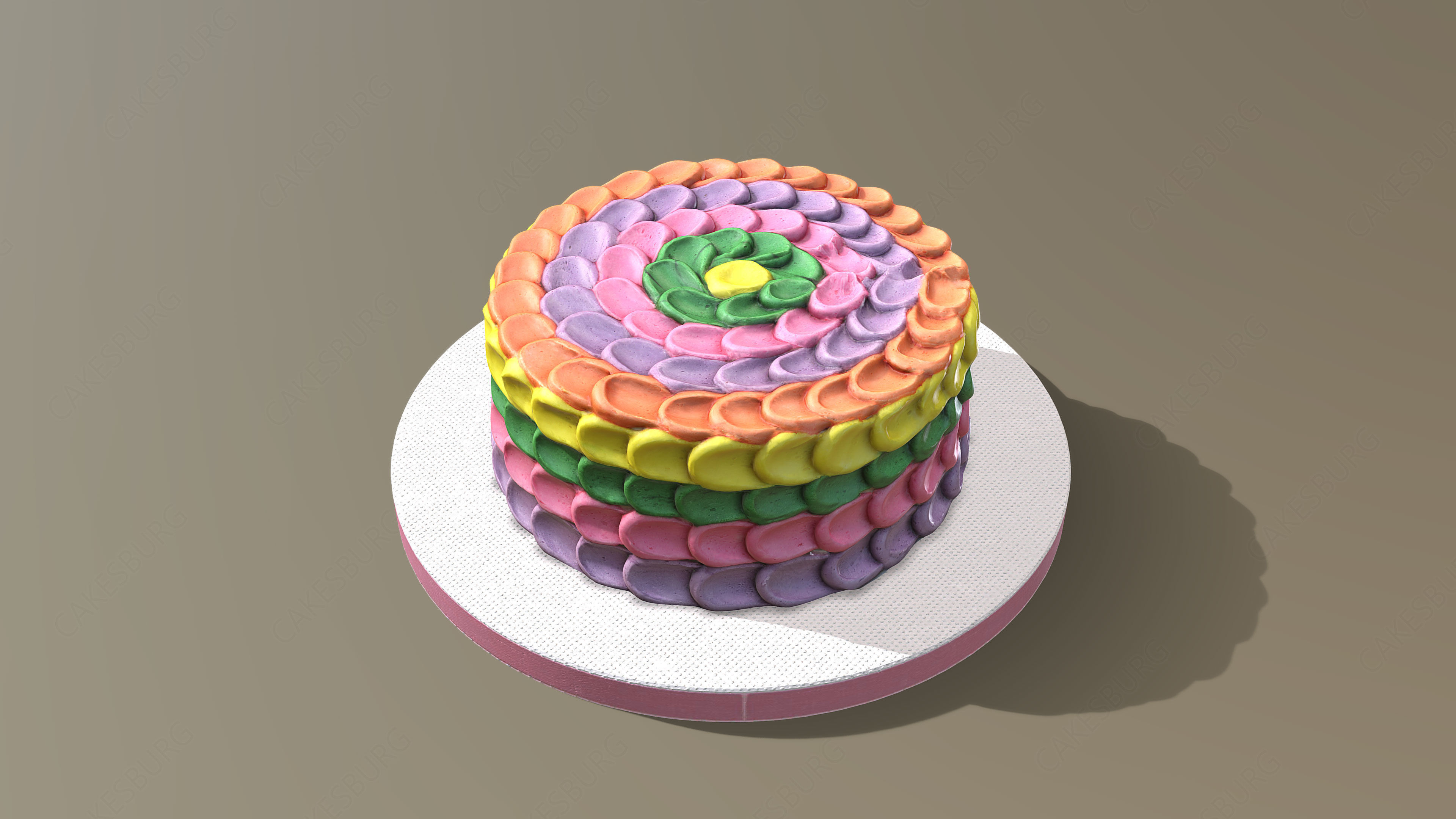 Rainbow Buttercream Cake 3D model_4