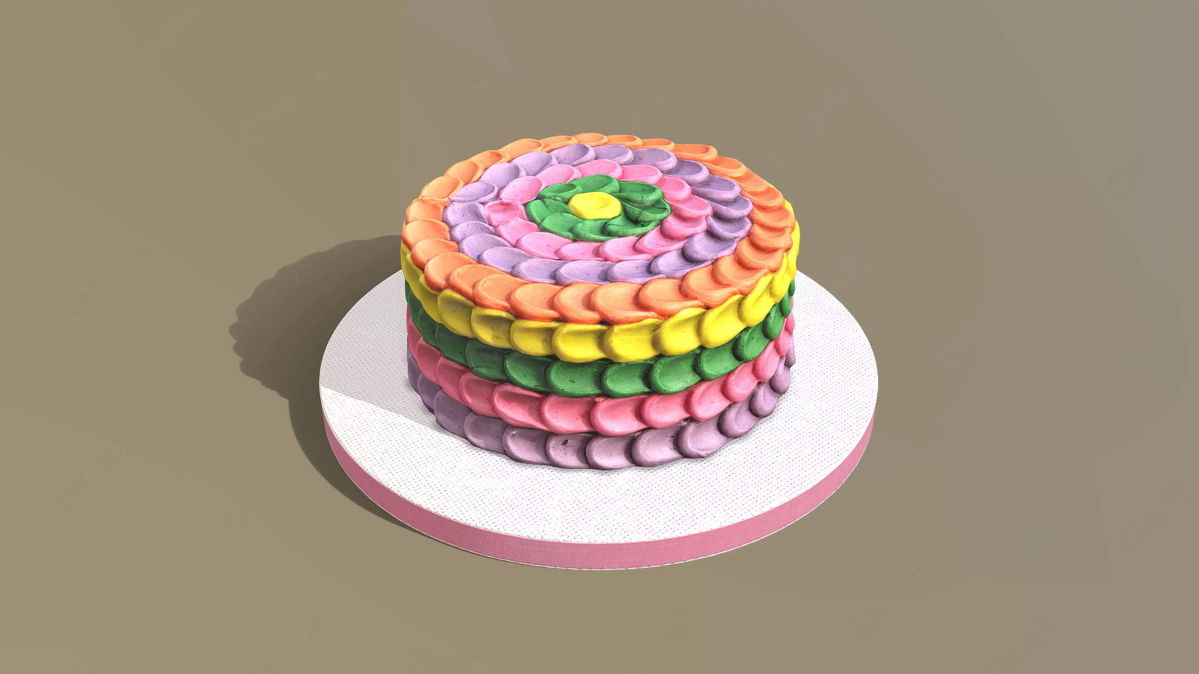 Rainbow Buttercream Cake 3D model_0