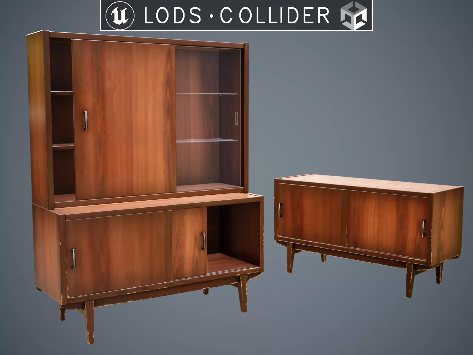Soviet Chest of Drawers variant 1 Brown Low-poly 3D model