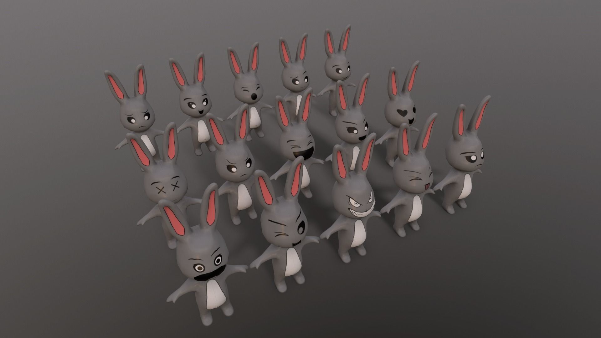 Splatted Rabbit Meme 3D model Comic Rabbit Bunny Jump and Run Egypt Splatter Set VR / AR ...
