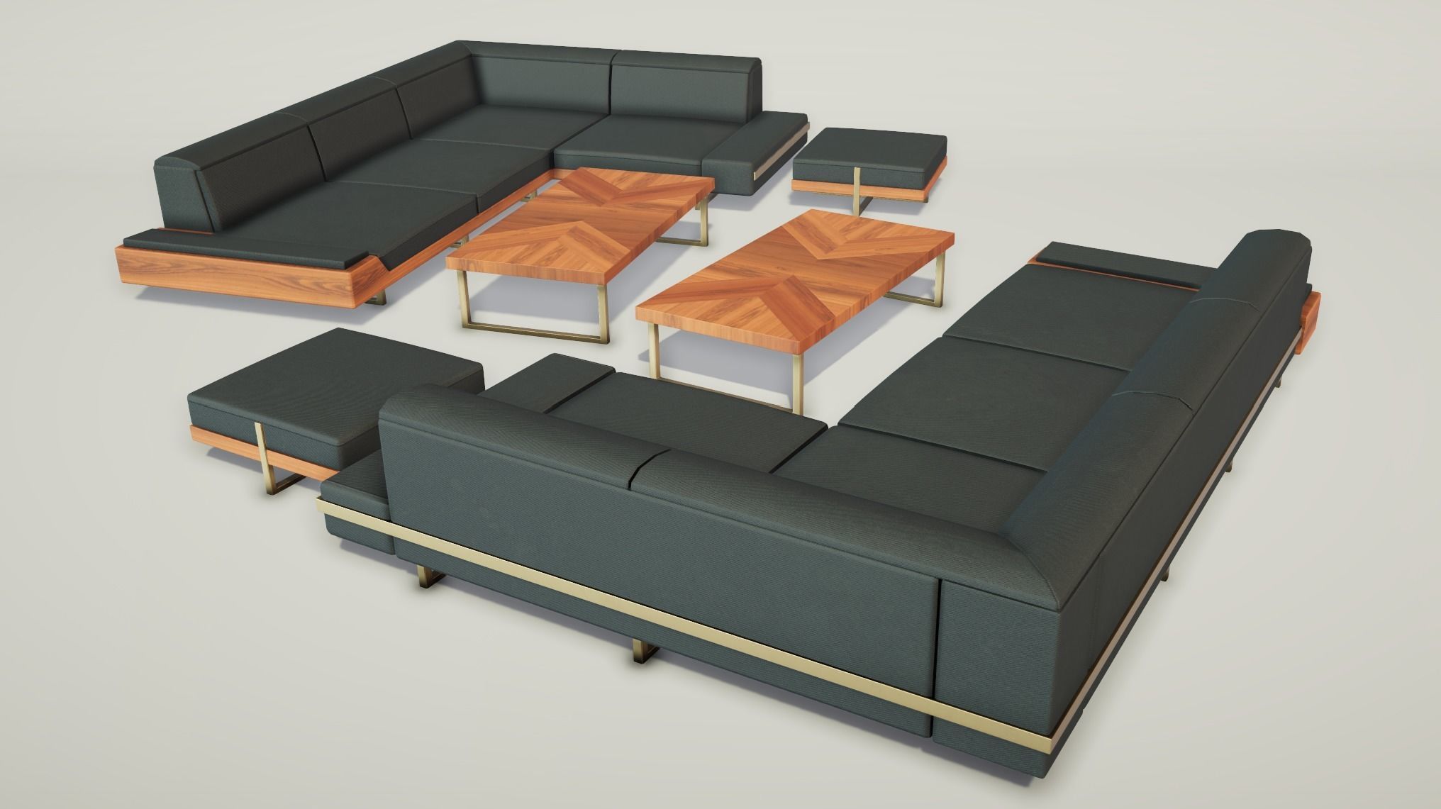 Modern Living Room Set Low-poly 3D model_2
