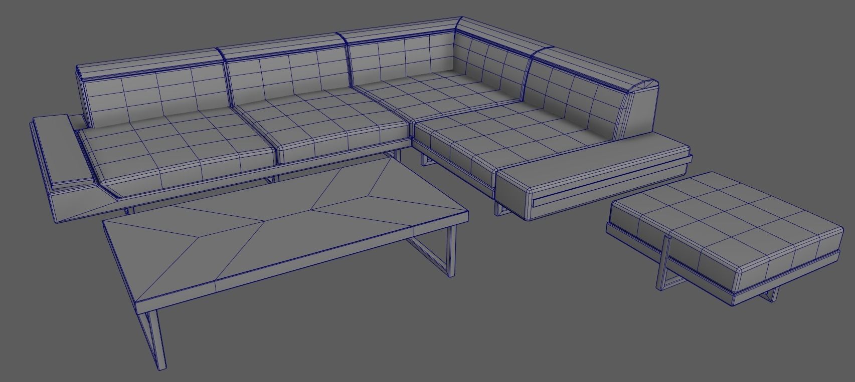 Modern Living Room Set Low-poly 3D model_5