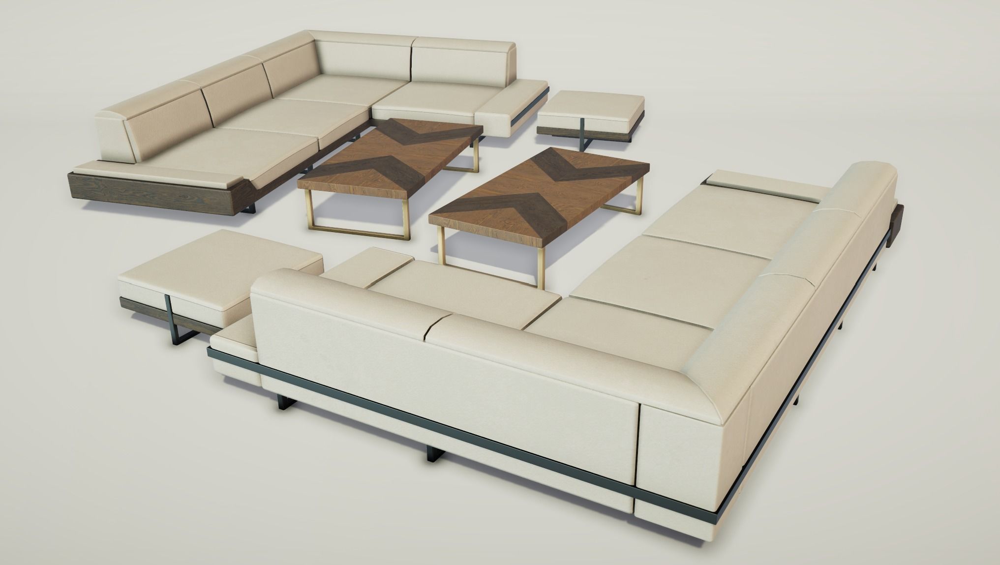 Modern Living Room Set Low-poly 3D model_3