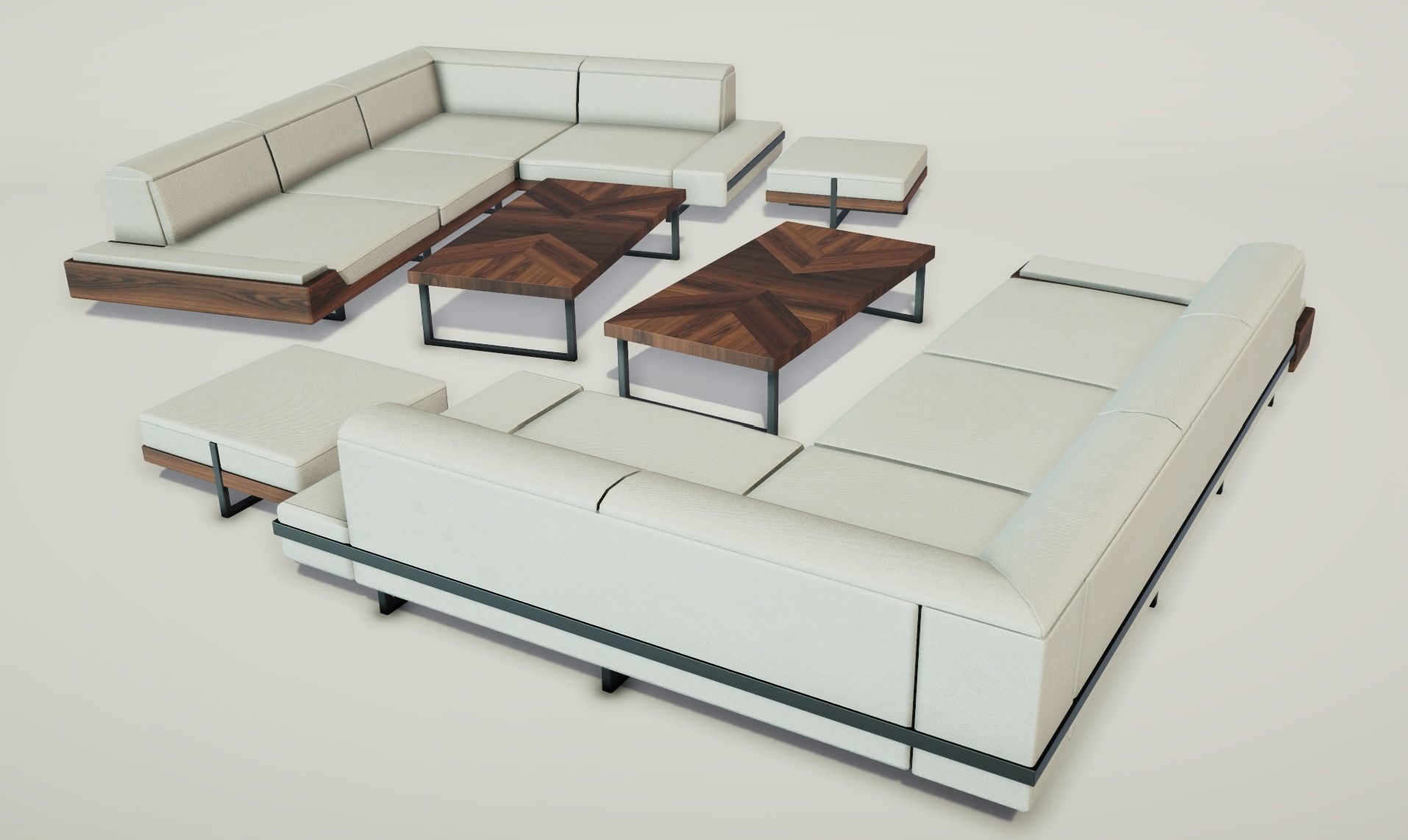 Modern Living Room Set Low-poly 3D model_1