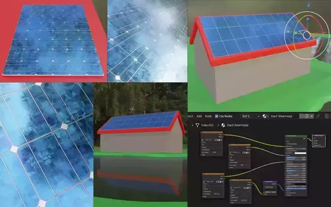 Simple Solar Roof Module 8x6 Low-poly 3D model