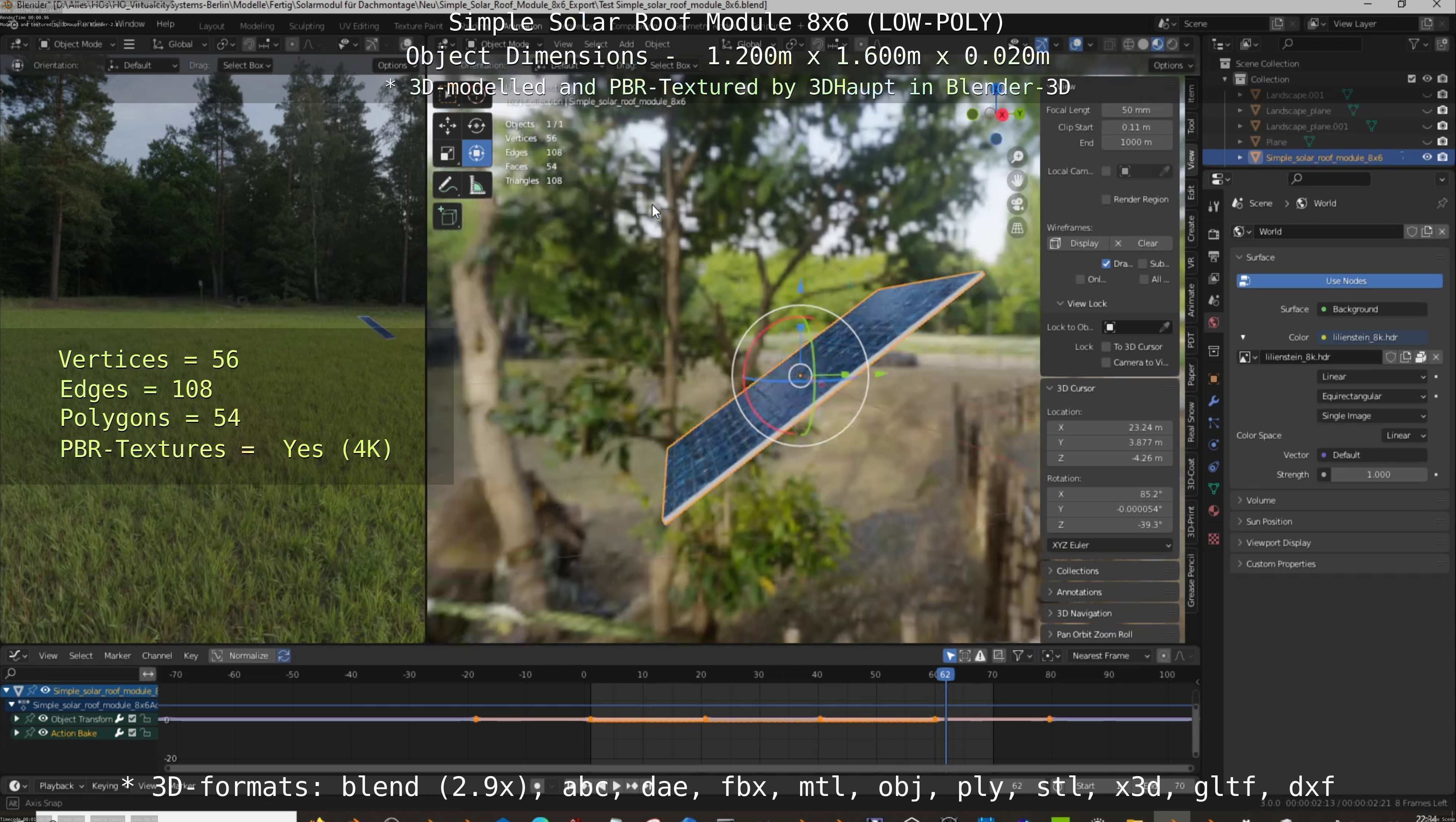 Simple Solar Roof Module 8x6 Low-poly 3D model_32
