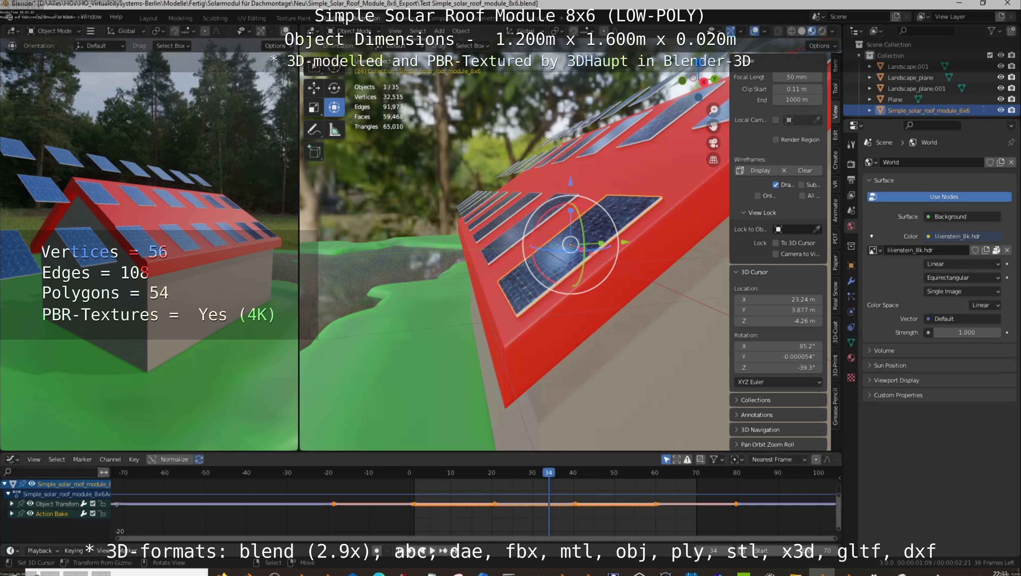 Simple Solar Roof Module 8x6 Low-poly 3D model_59