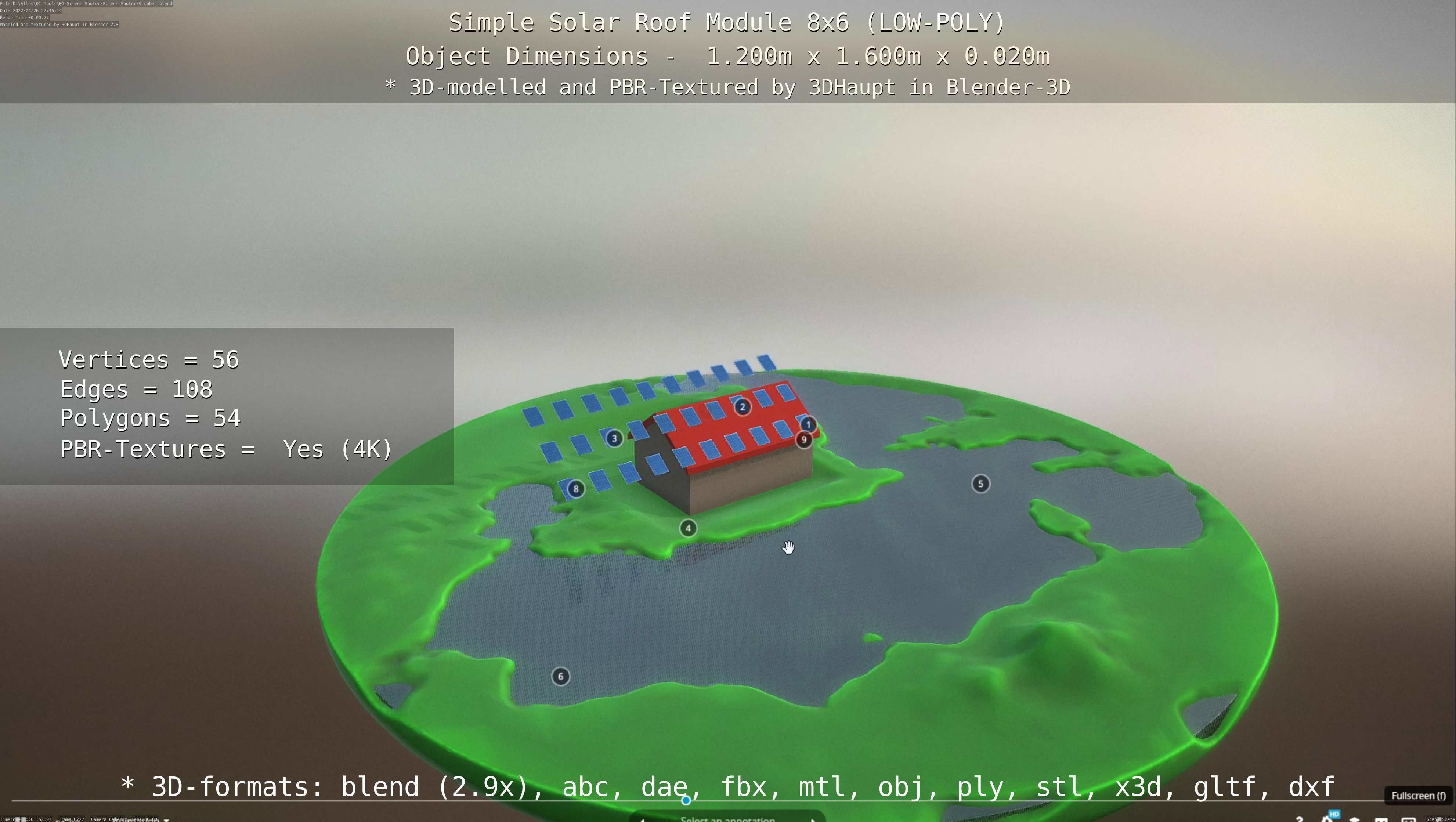 Simple Solar Roof Module 8x6 Low-poly 3D model_50