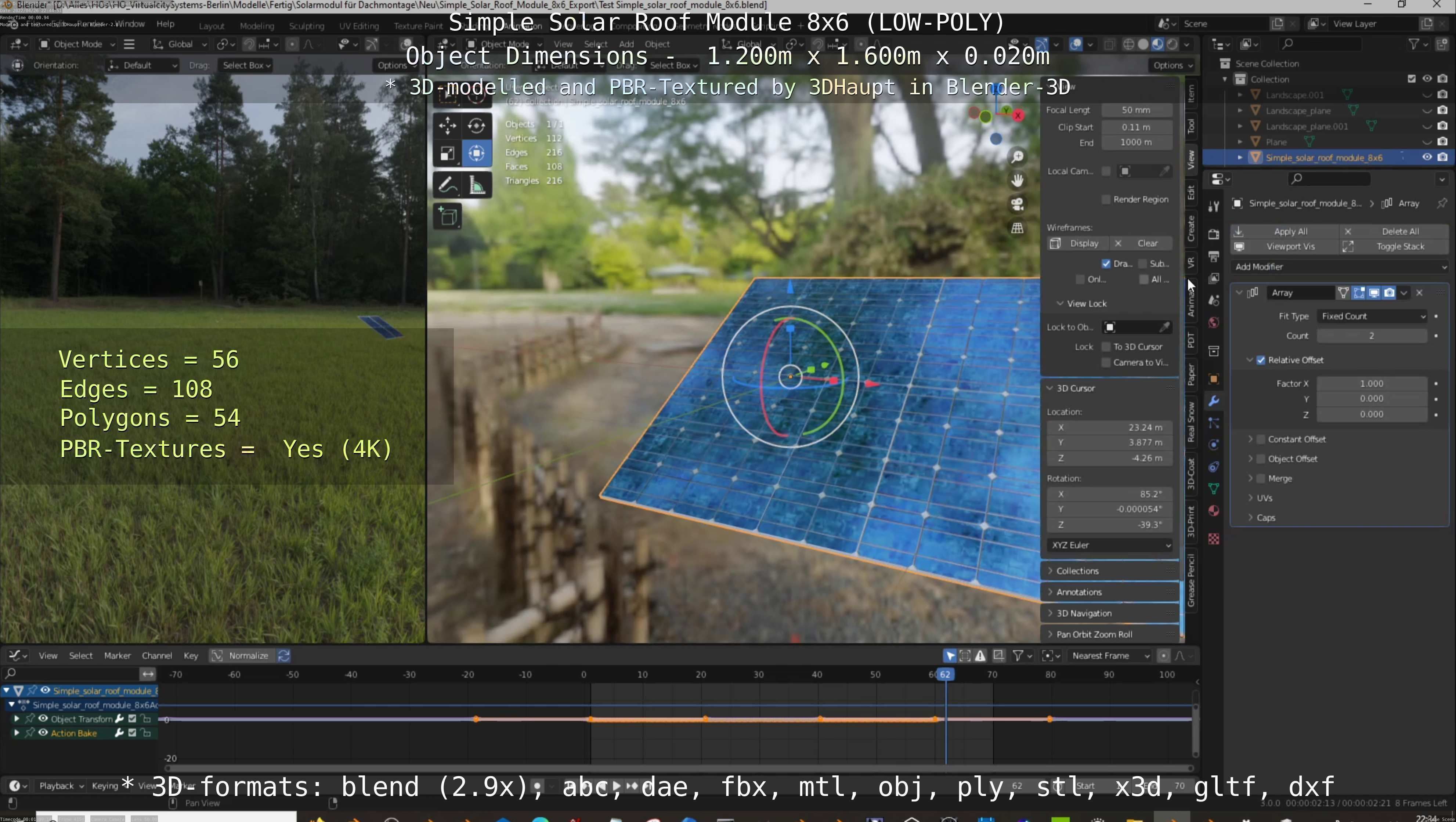 Simple Solar Roof Module 8x6 Low-poly 3D model_88