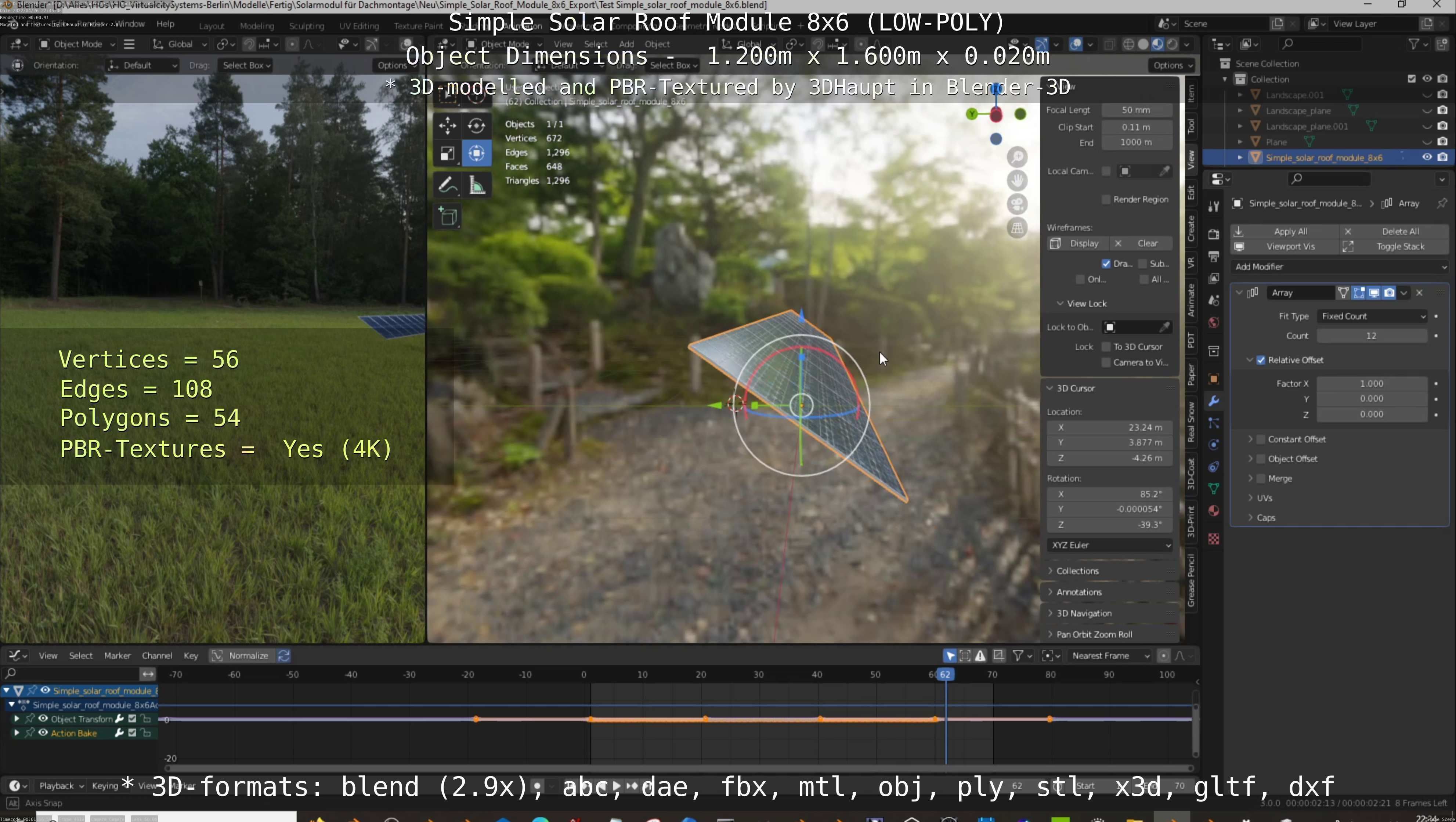 Simple Solar Roof Module 8x6 Low-poly 3D model_38