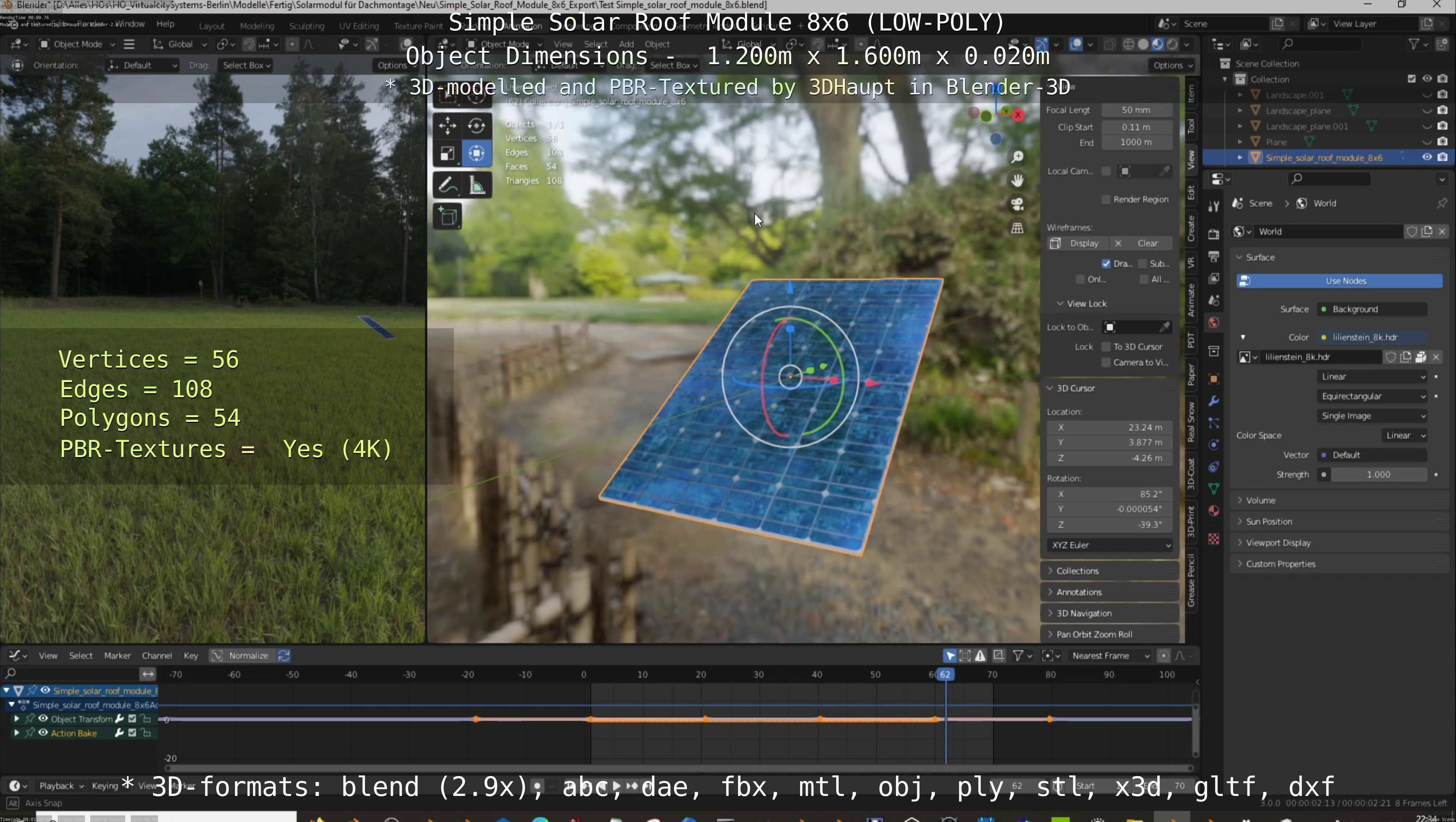 Simple Solar Roof Module 8x6 Low-poly 3D model_89