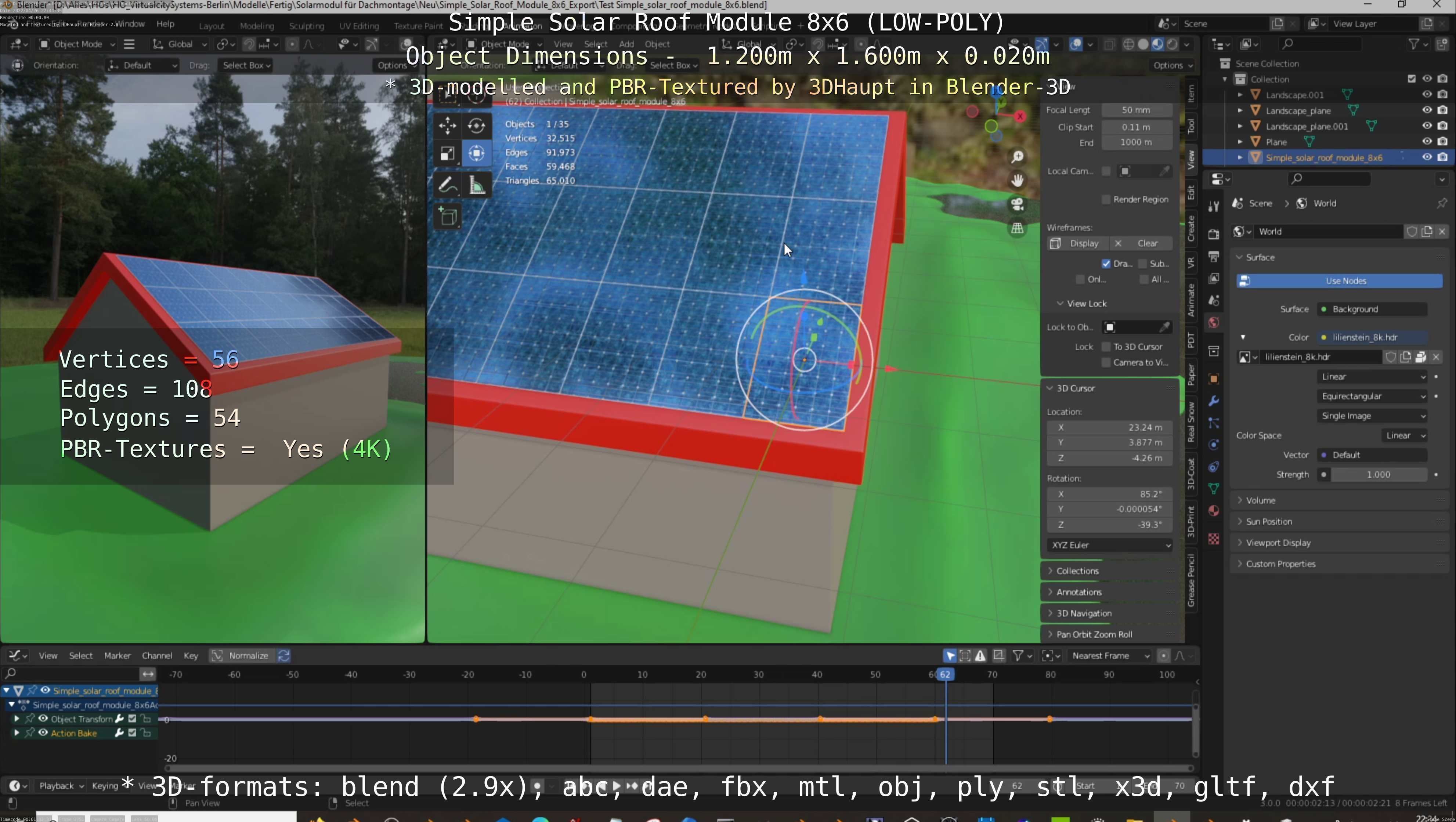 Simple Solar Roof Module 8x6 Low-poly 3D model_83