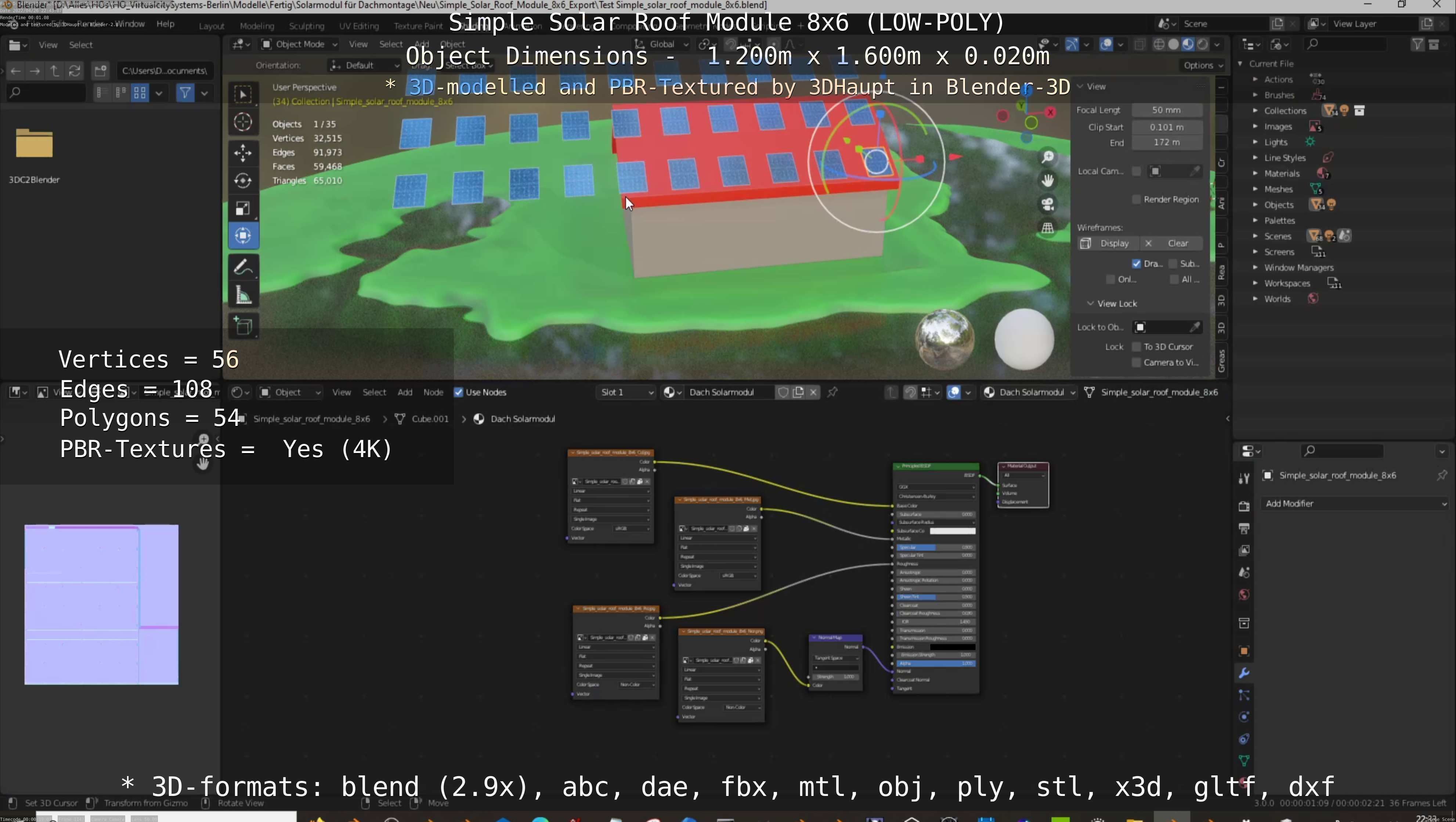 Simple Solar Roof Module 8x6 Low-poly 3D model_63