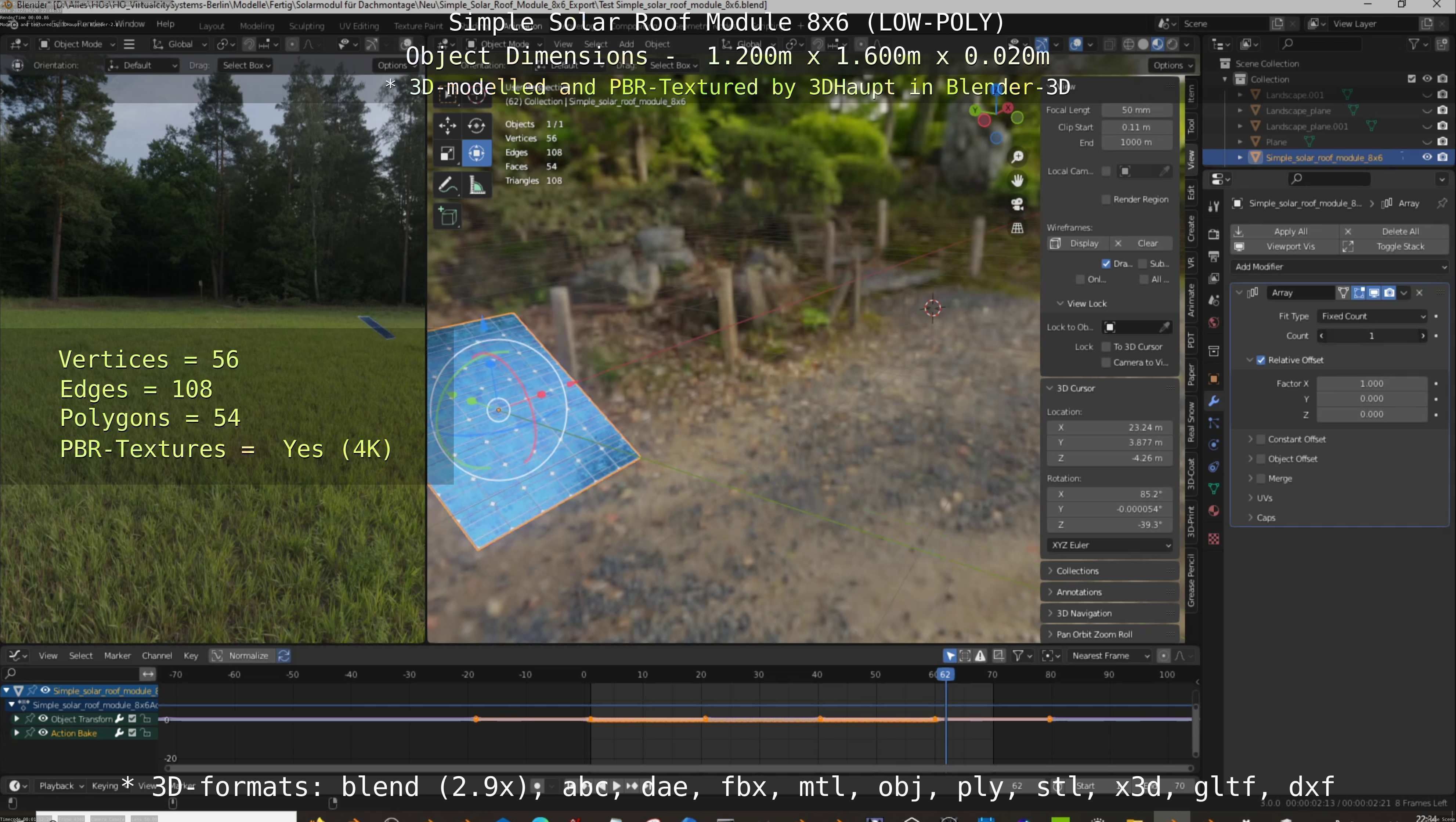 Simple Solar Roof Module 8x6 Low-poly 3D model_87