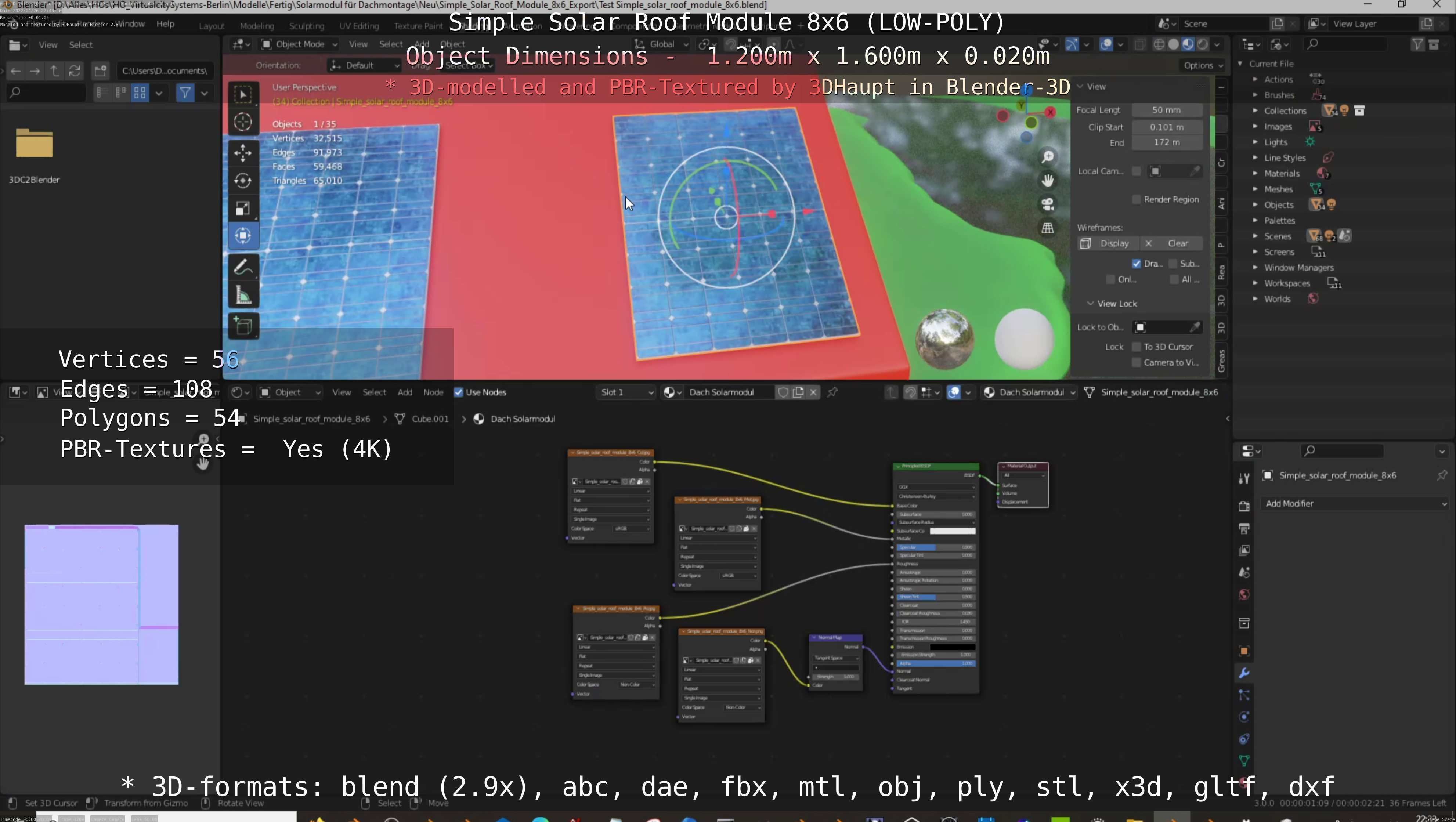 Simple Solar Roof Module 8x6 Low-poly 3D model_62