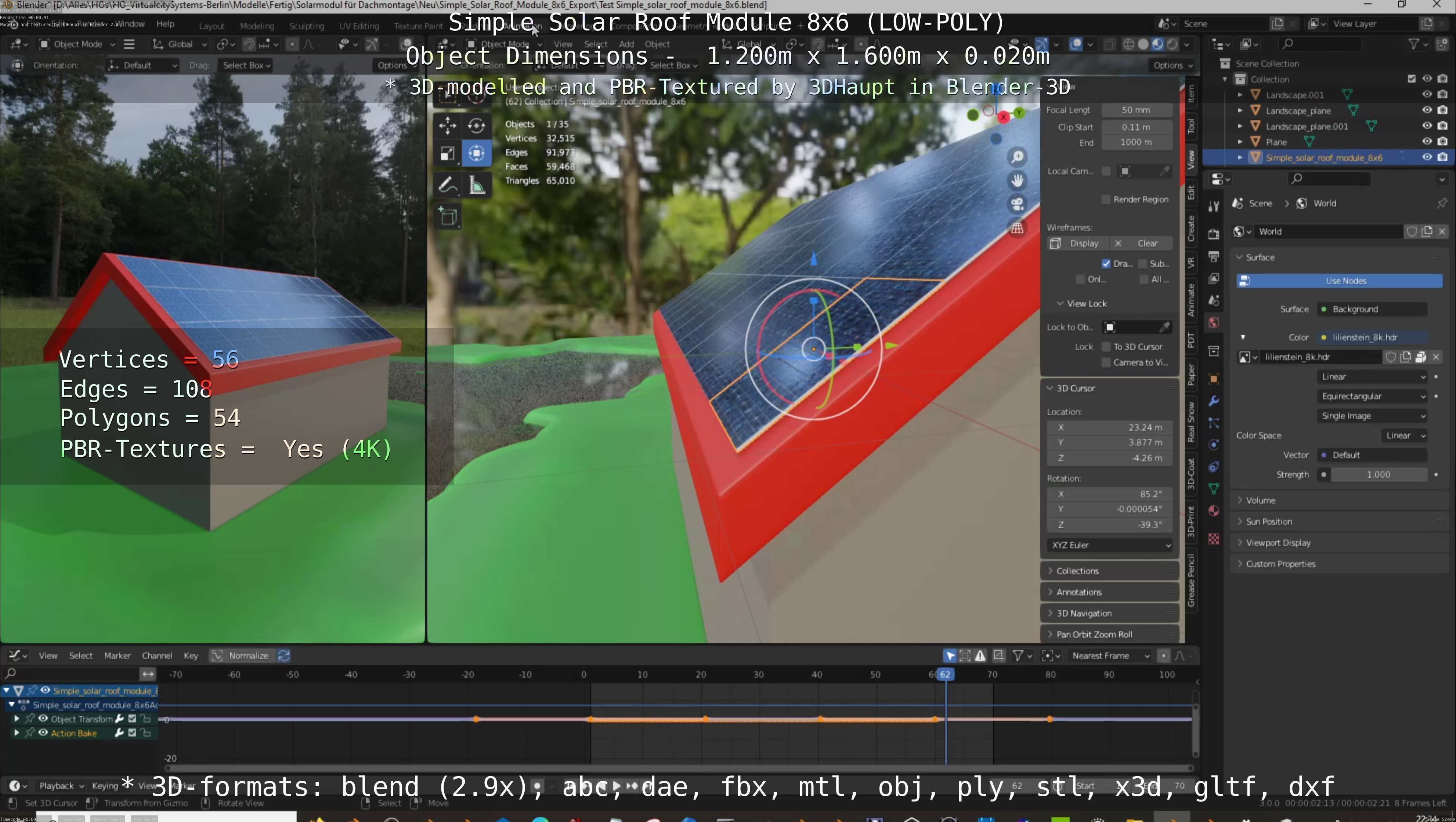 Simple Solar Roof Module 8x6 Low-poly 3D model_85