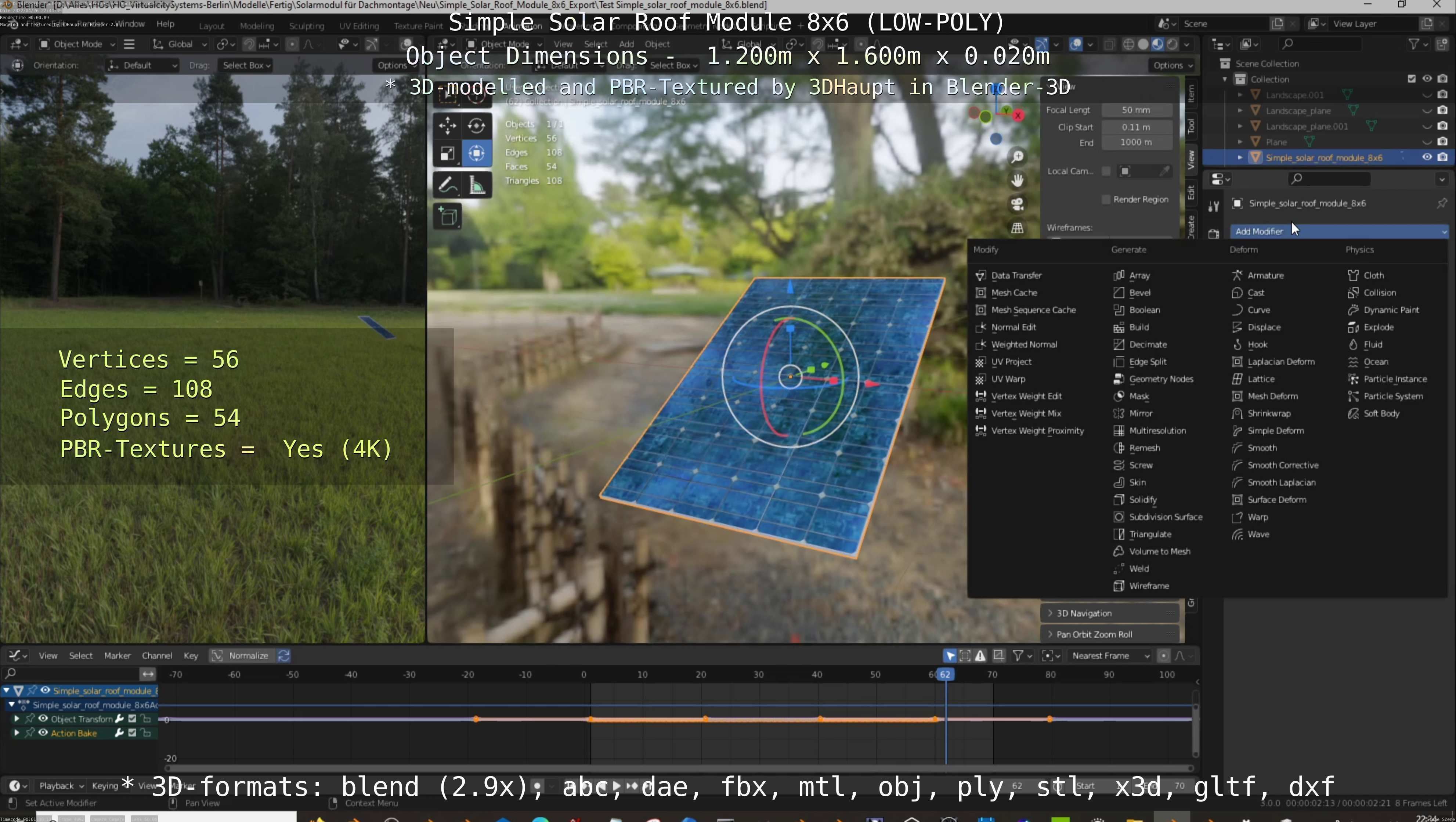 Simple Solar Roof Module 8x6 Low-poly 3D model_84