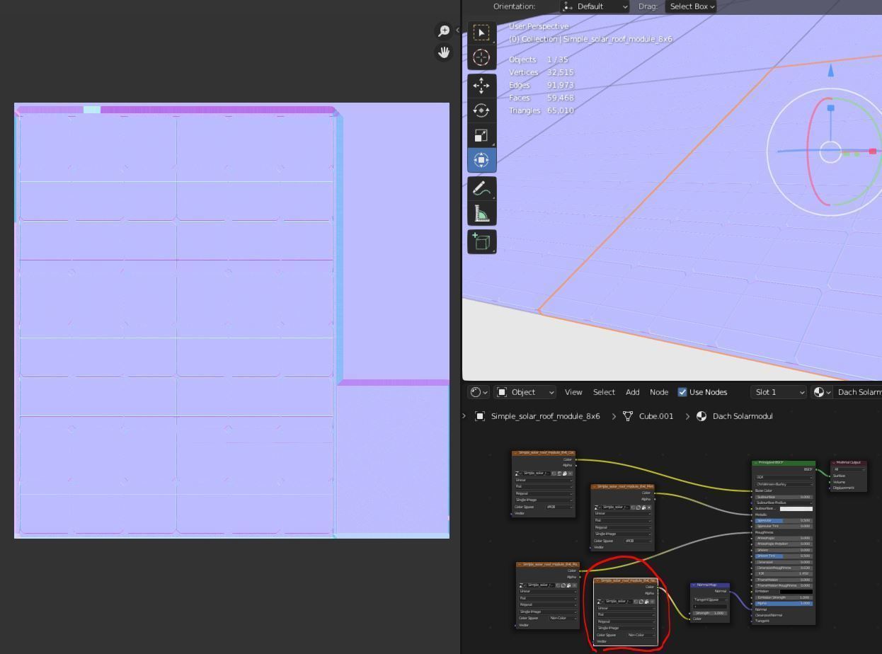 Simple Solar Roof Module 8x6 Low-poly 3D model_12