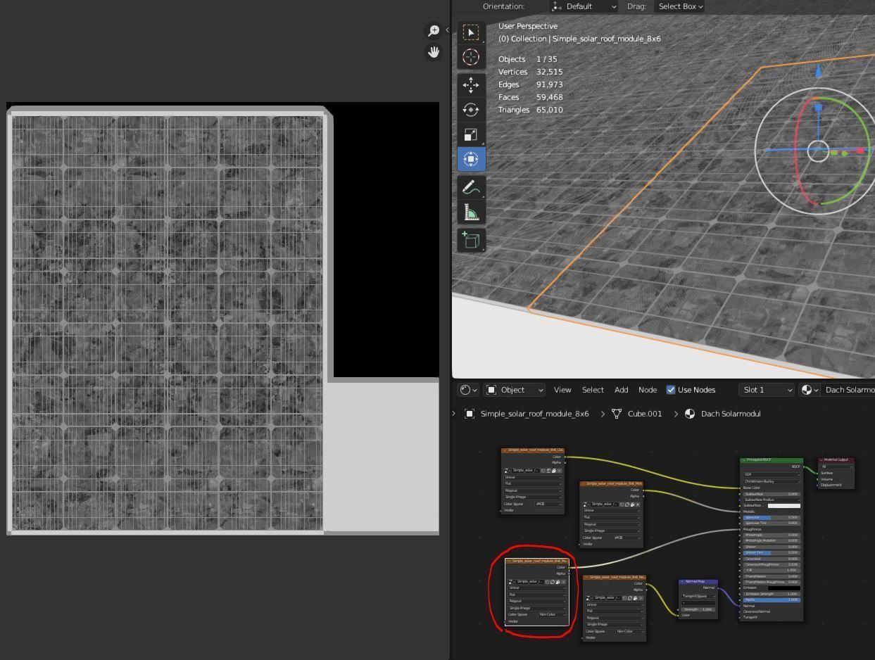 Simple Solar Roof Module 8x6 Low-poly 3D model_15