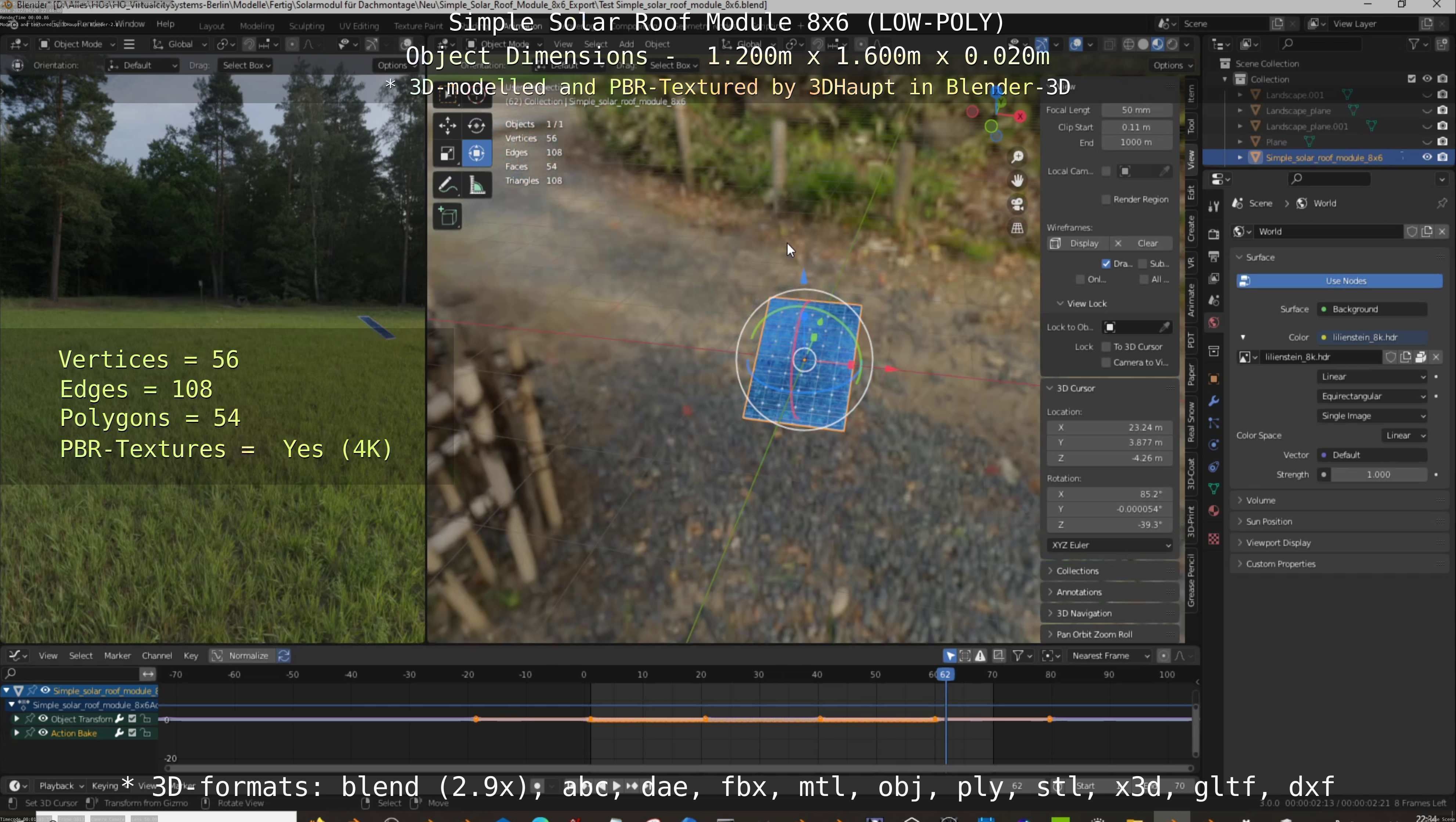 Simple Solar Roof Module 8x6 Low-poly 3D model_33