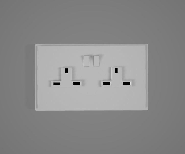 UK Electrical Outlet  Free low-poly 3D model_4