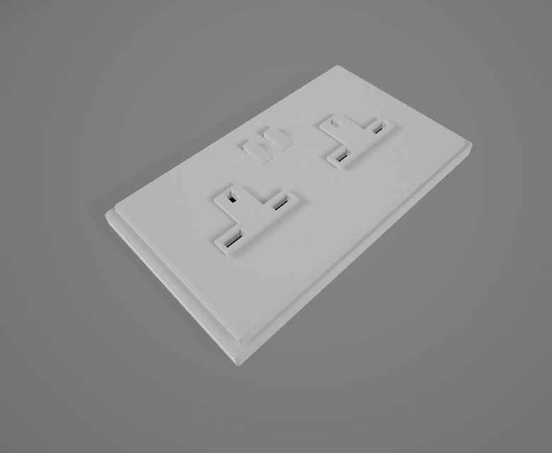 UK Electrical Outlet  Free low-poly 3D model_2