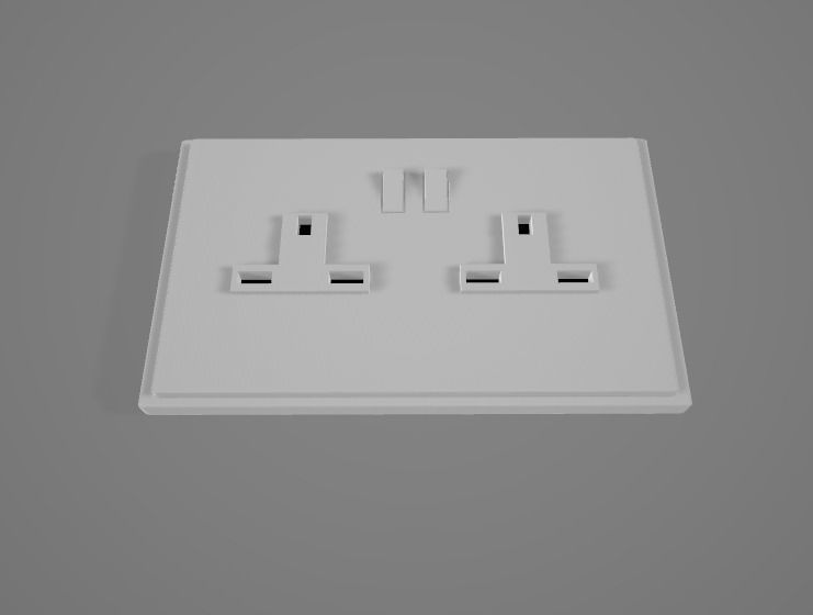 UK Electrical Outlet  Free low-poly 3D model_6