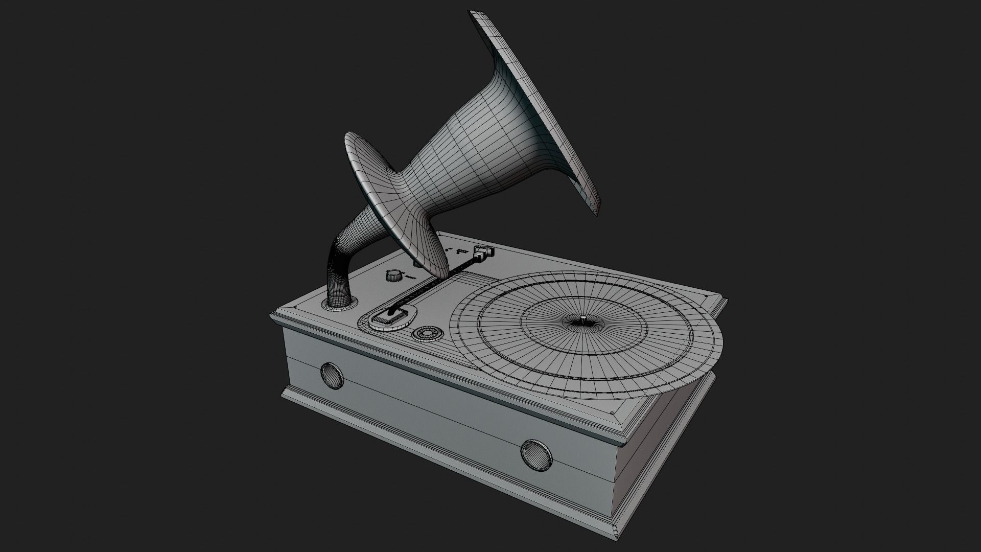 vintage vinyl record player 3D model_9