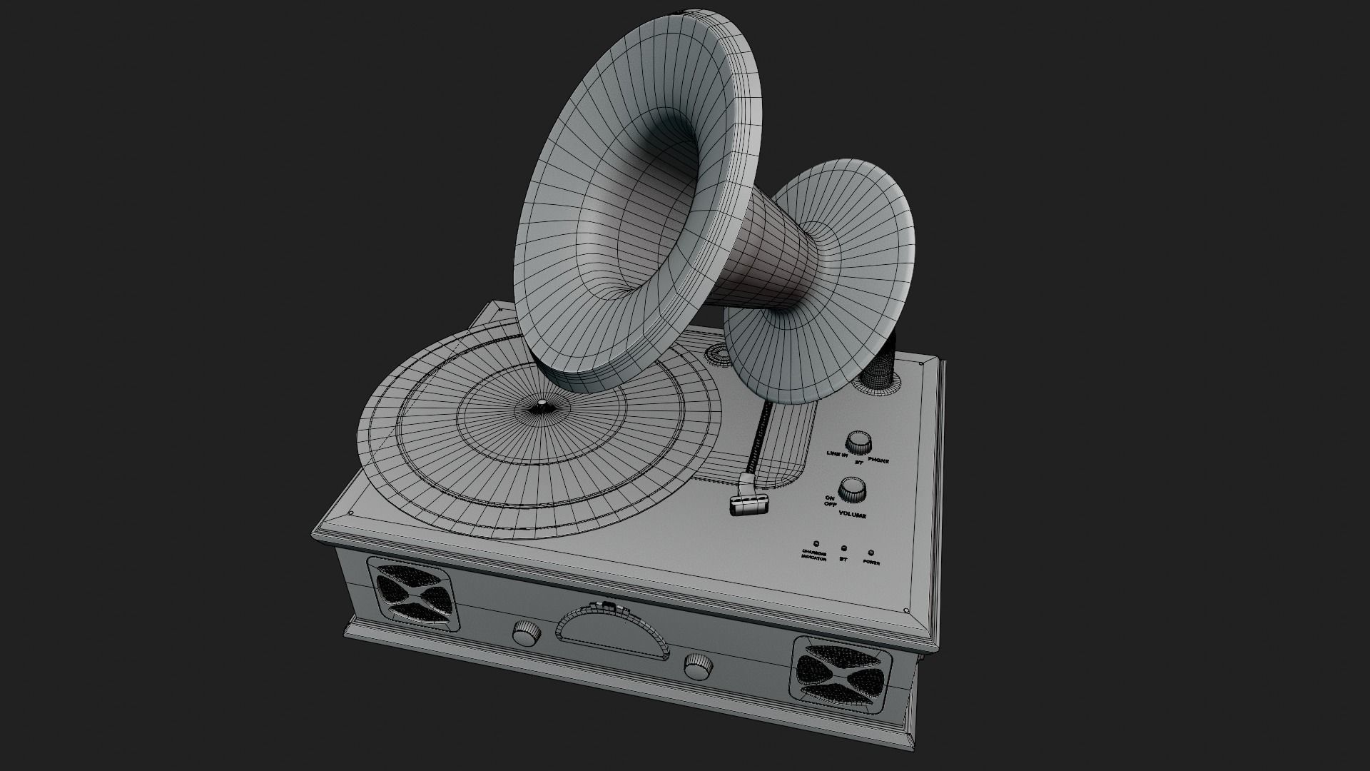 vintage vinyl record player 3D model_10