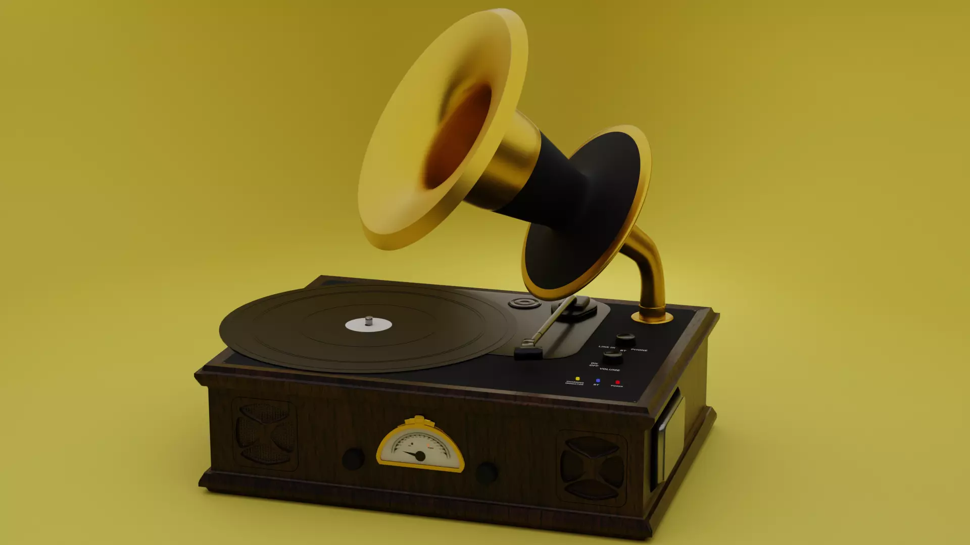 vintage vinyl record player 3D model_0