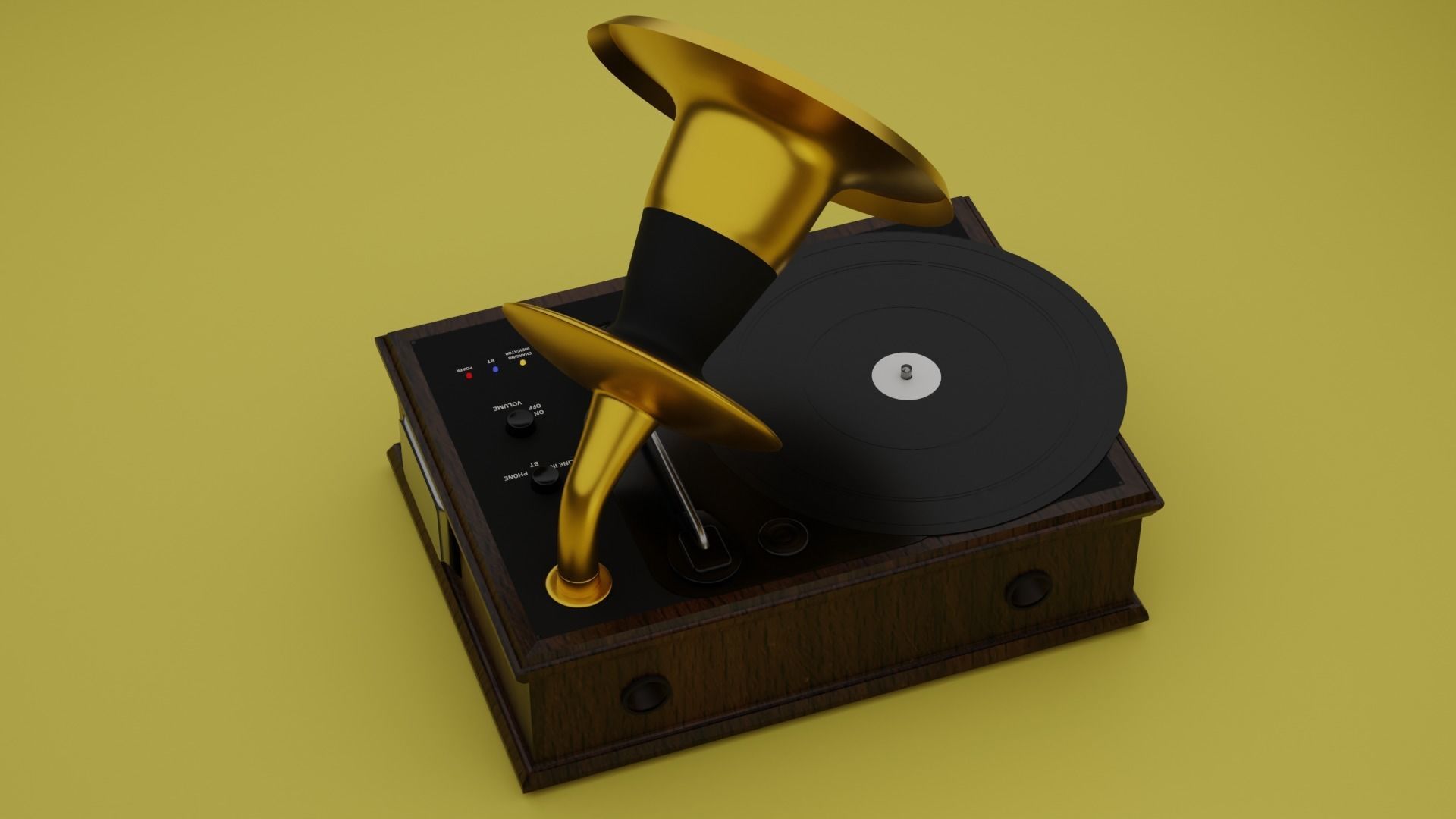 vintage vinyl record player 3D model_2