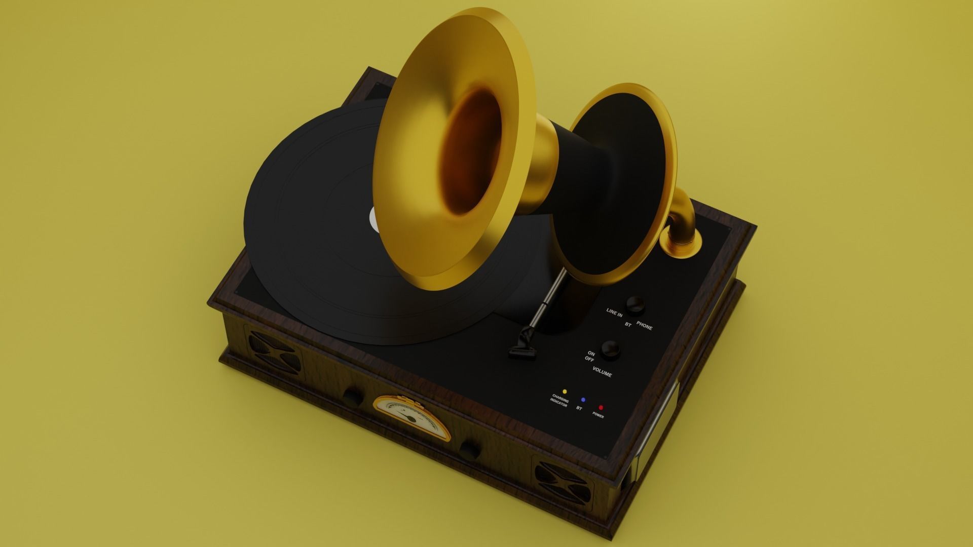 vintage vinyl record player 3D model_1