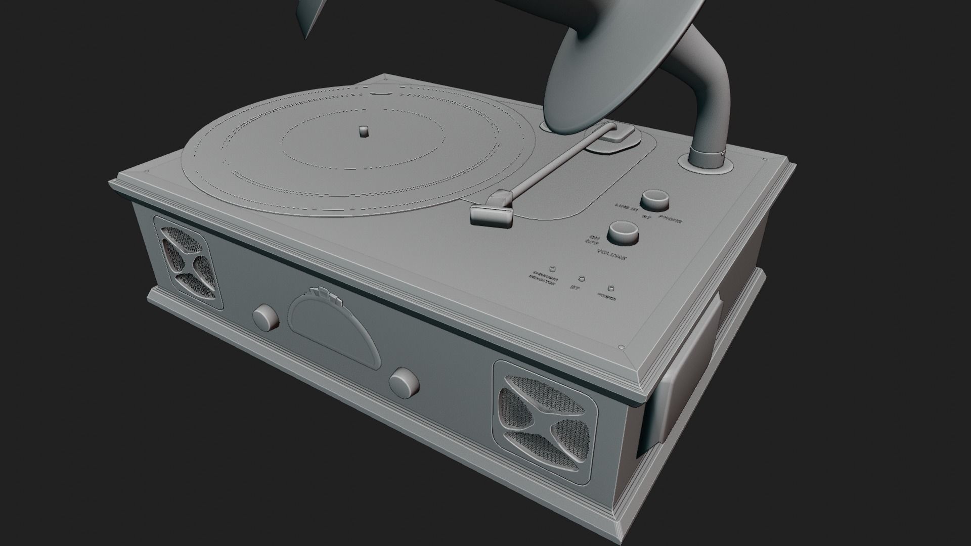 vintage vinyl record player 3D model_7
