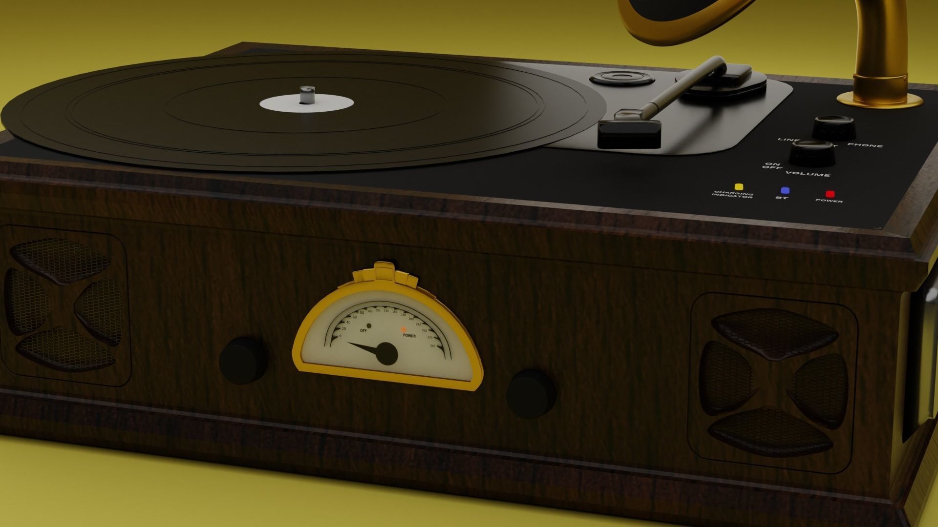 vintage vinyl record player 3D model_4