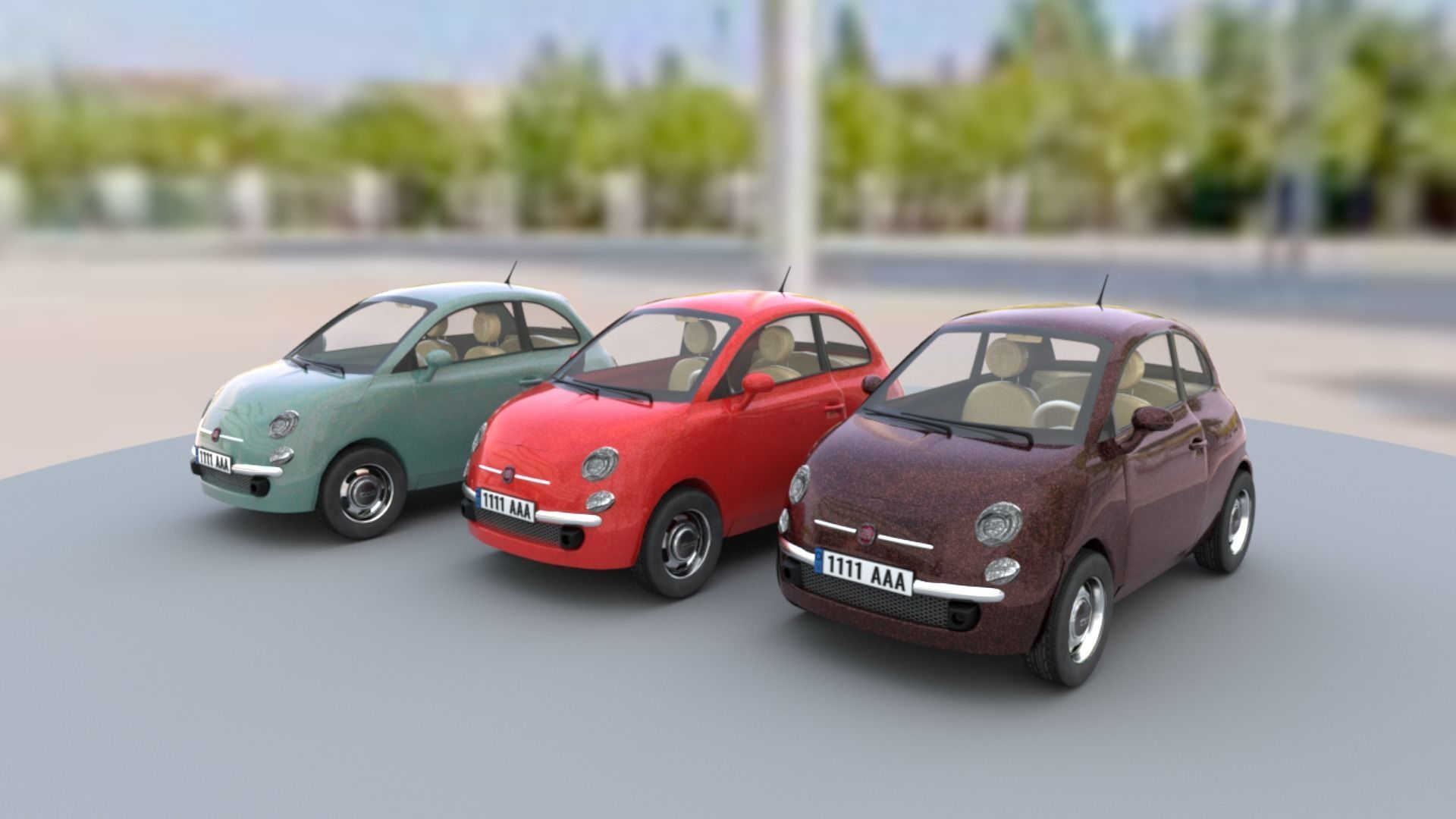 Fiat 500 car rental building Low-poly 3D model_16