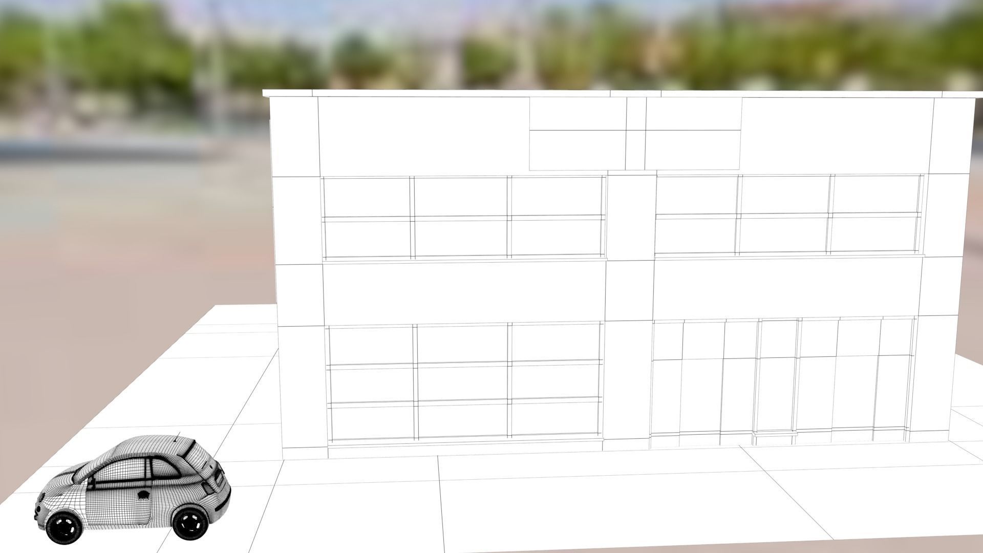 Fiat 500 car rental building Low-poly 3D model_13