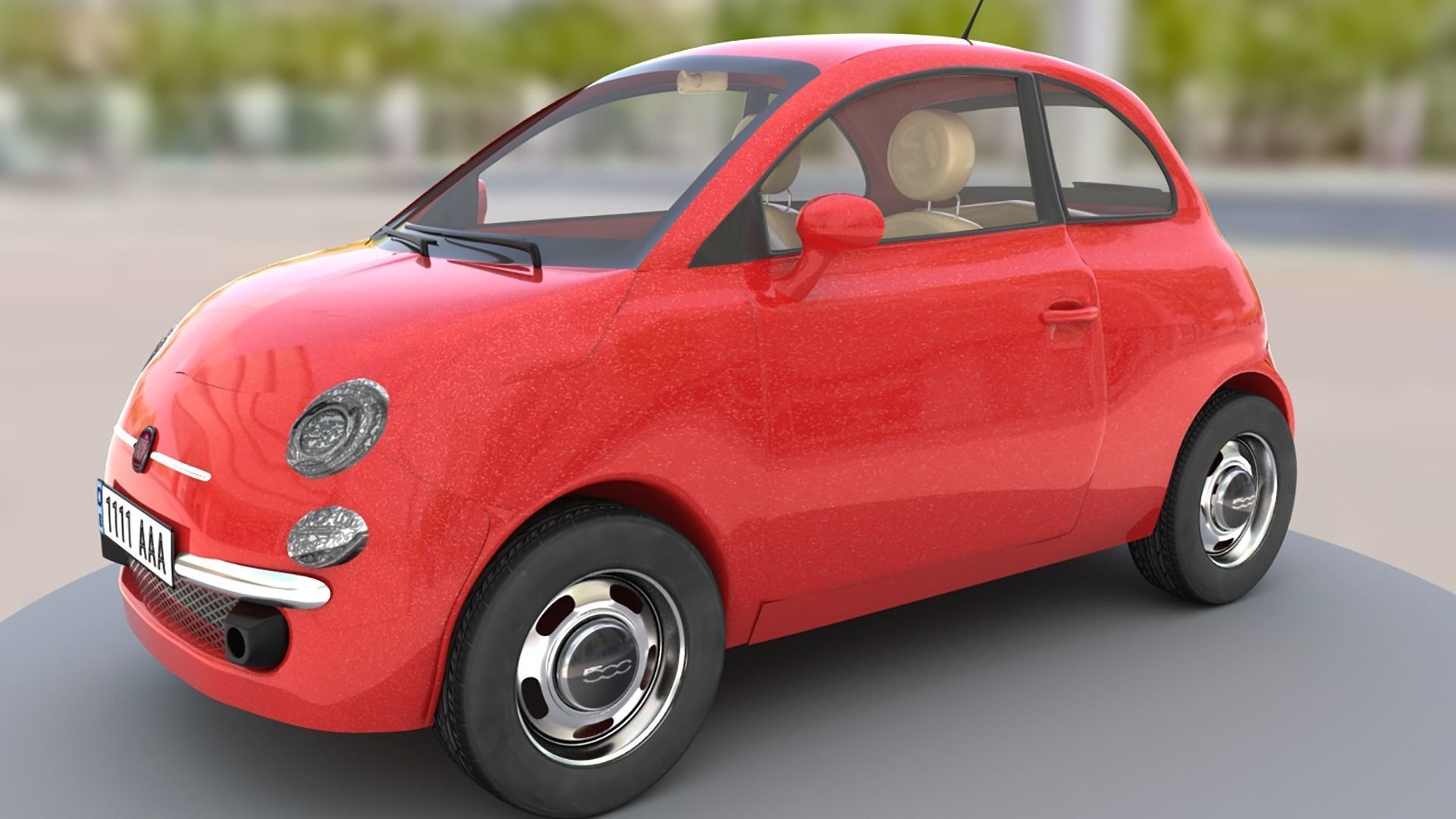 Fiat 500 car rental building Low-poly 3D model_18