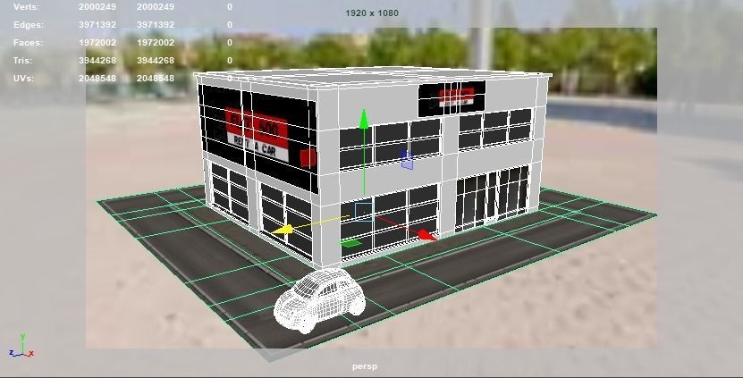 Fiat 500 car rental building Low-poly 3D model_10