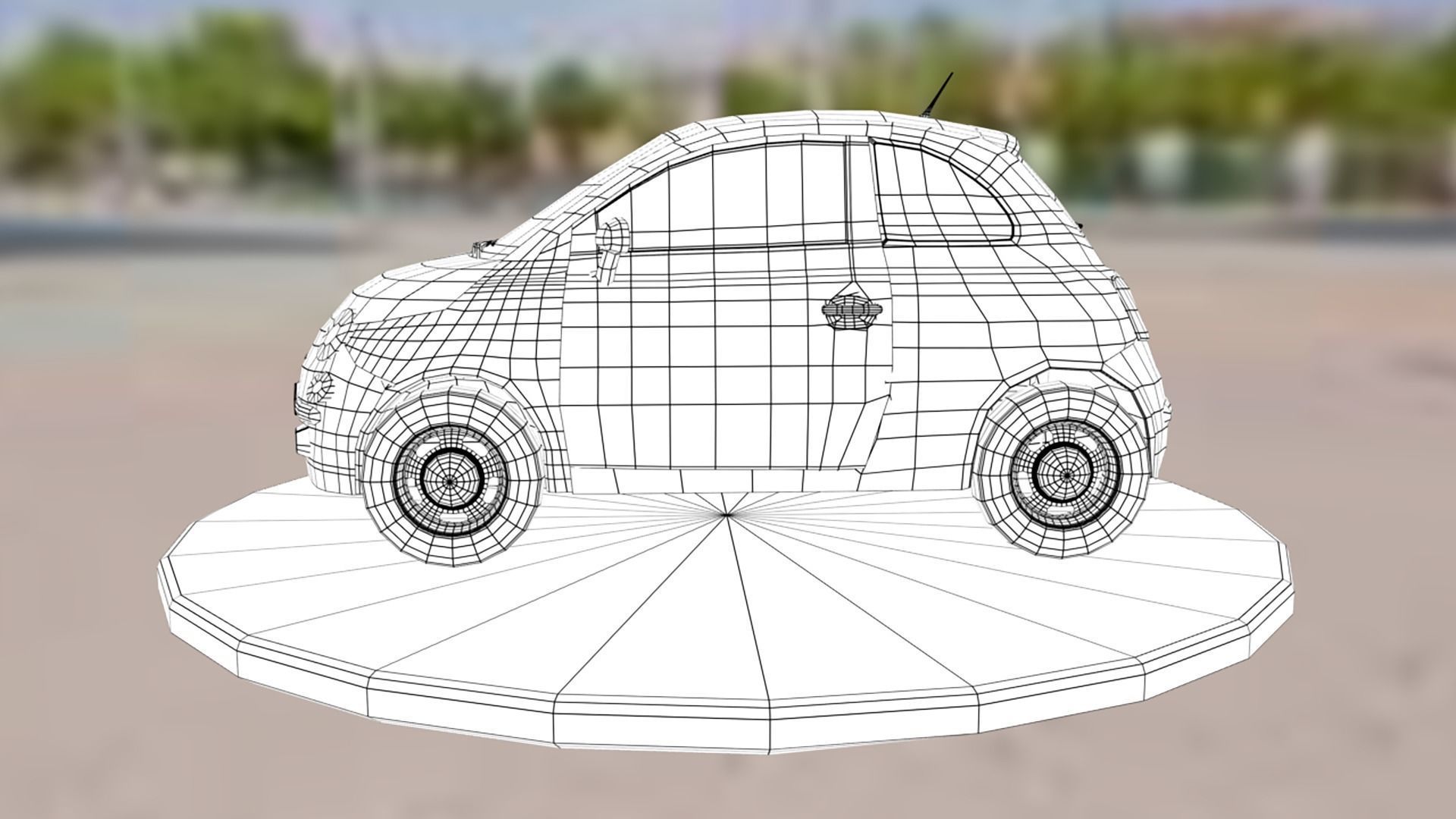 Fiat 500 car rental building Low-poly 3D model_21