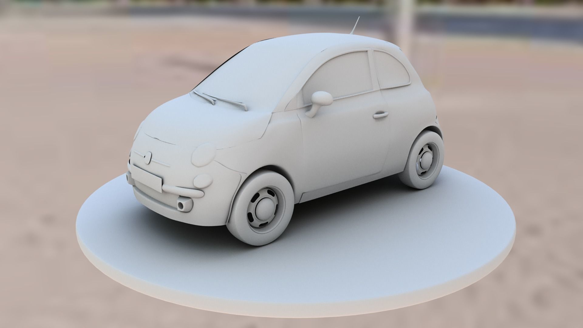 Fiat 500 car rental building Low-poly 3D model_19