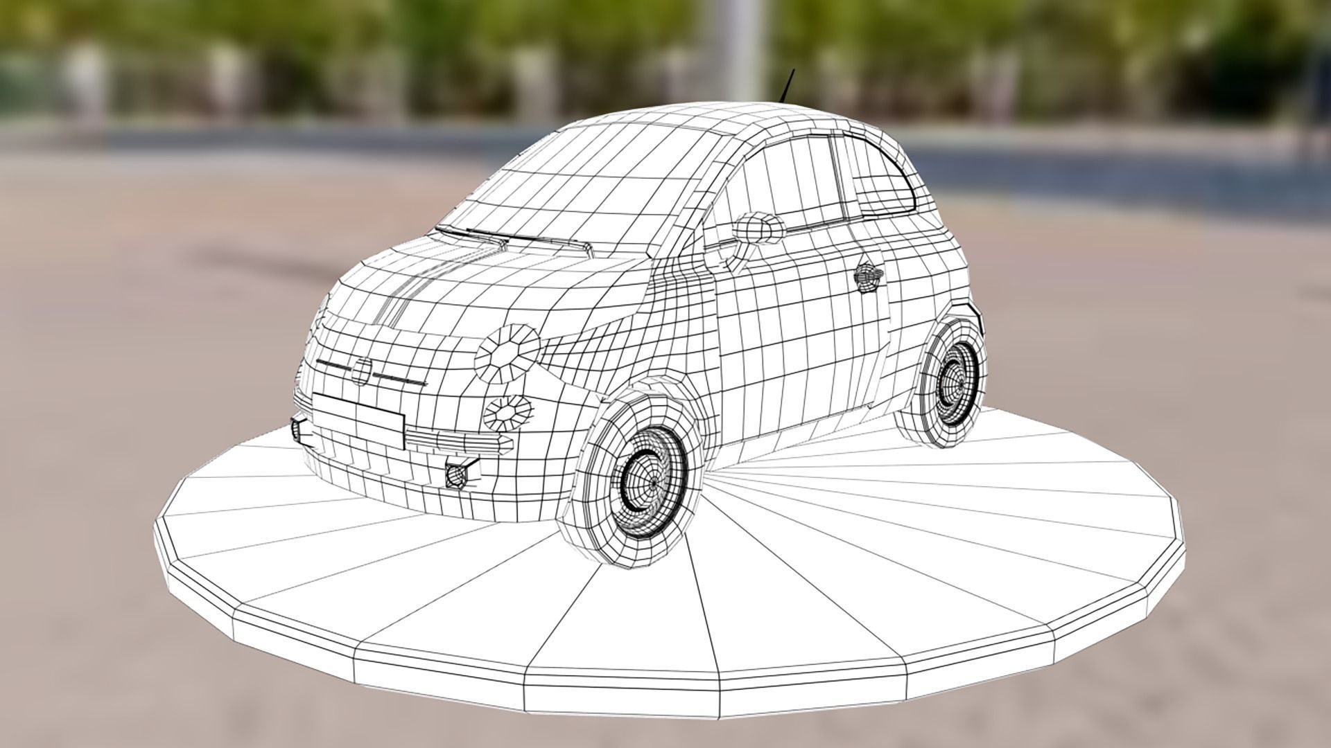 Fiat 500 car rental building Low-poly 3D model_20