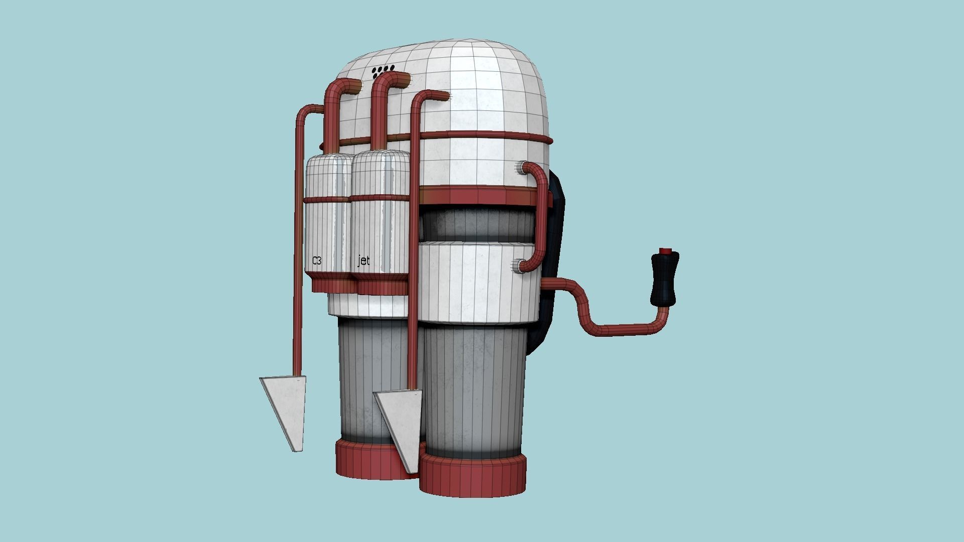 Jetpack C07 Red Steel - SciFi Character Design Free low-poly 3D model_6
