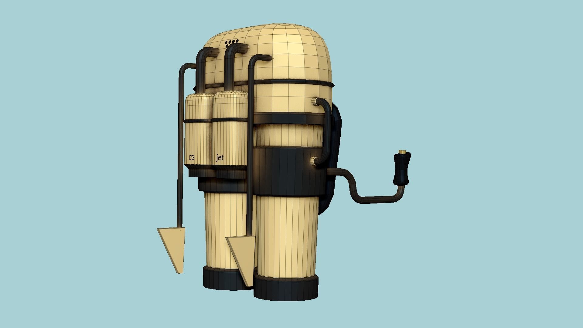 Jetpack C08 Gold - SciFi Character Design Low-poly 3D model_6