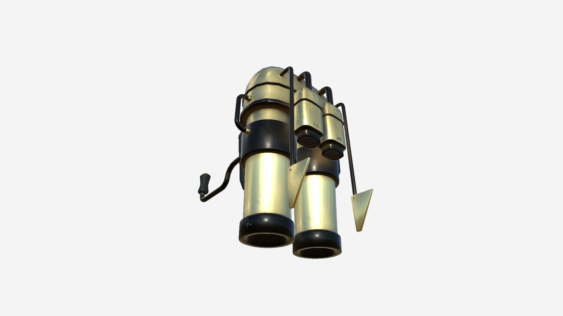 Jetpack C08 Gold - SciFi Character Design Low-poly 3D model_4