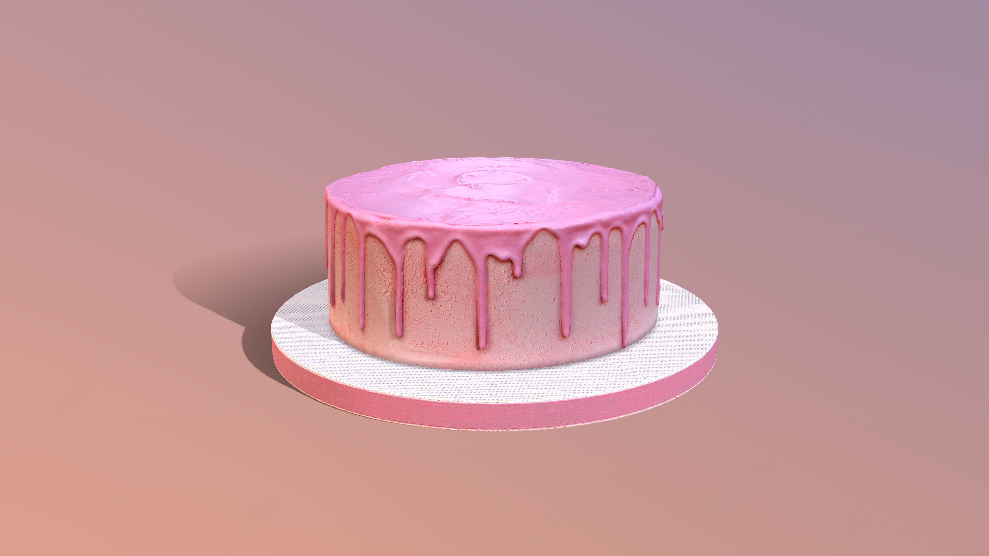 Plain Pink Drip Cake 3D model_2
