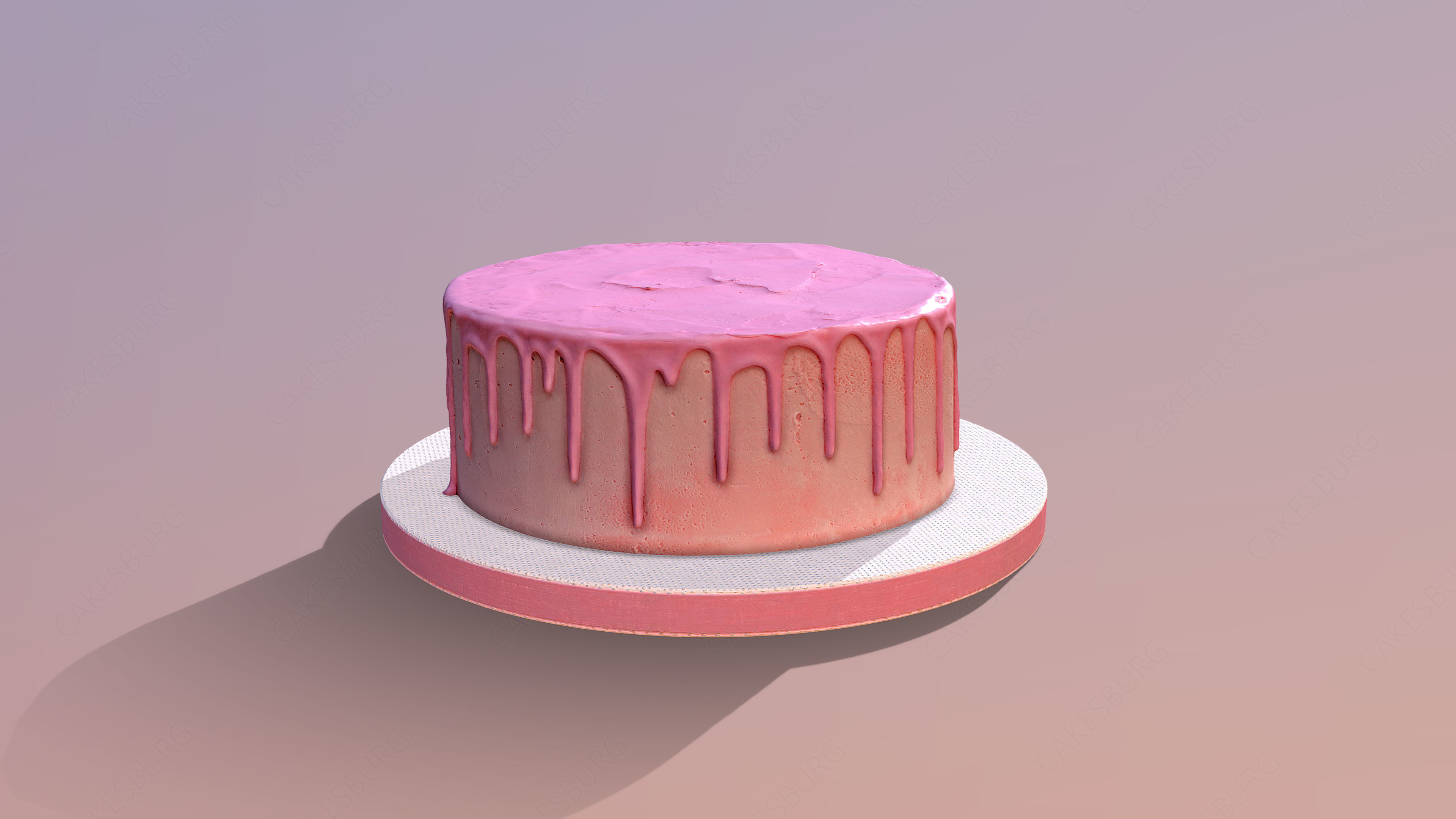 Plain Pink Drip Cake 3D model_4