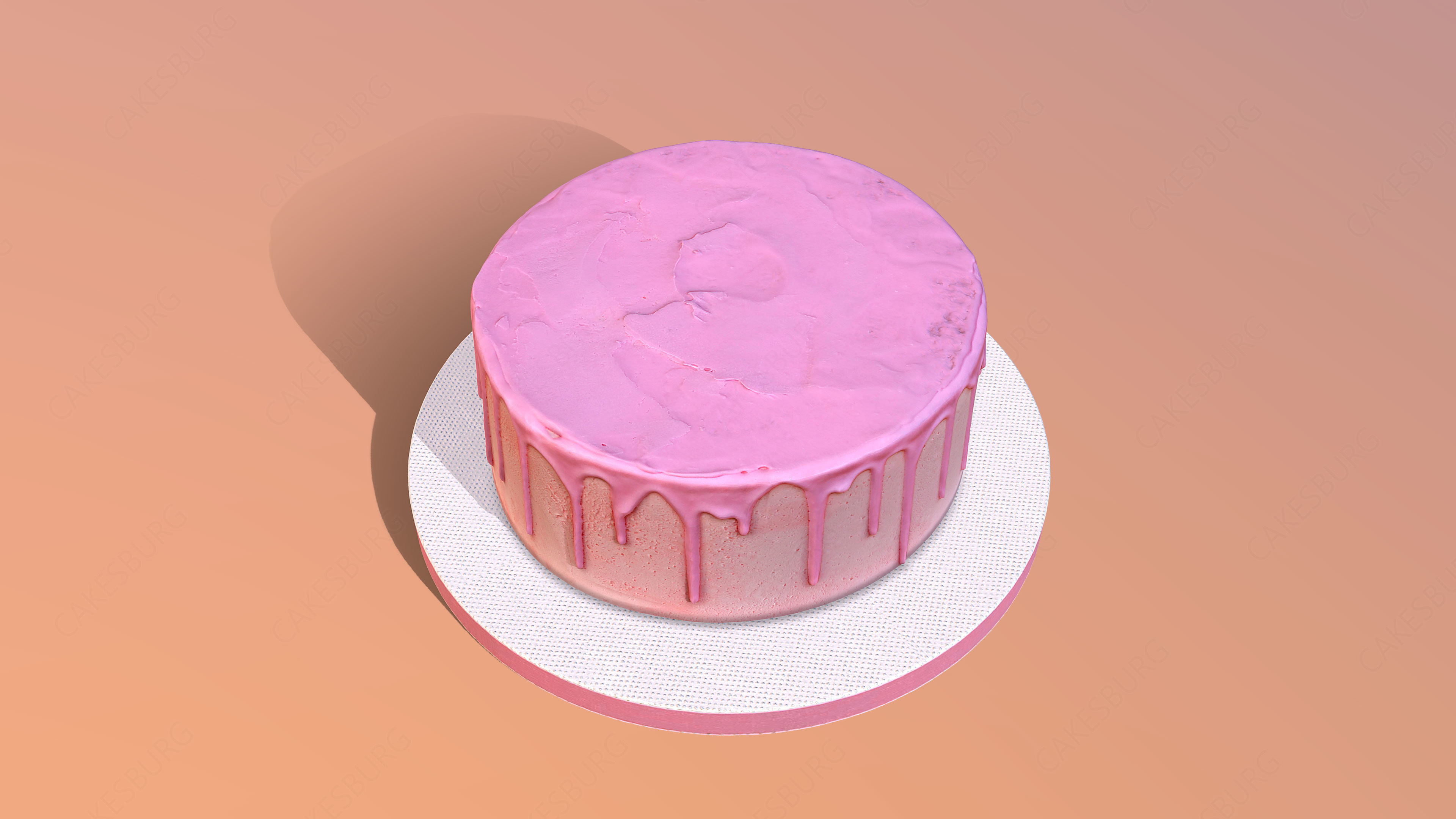 Plain Pink Drip Cake 3D model_1