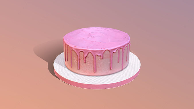 Plain Pink Drip Cake 3D model