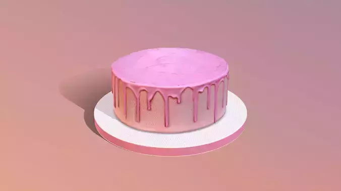 Plain Pink Drip Cake